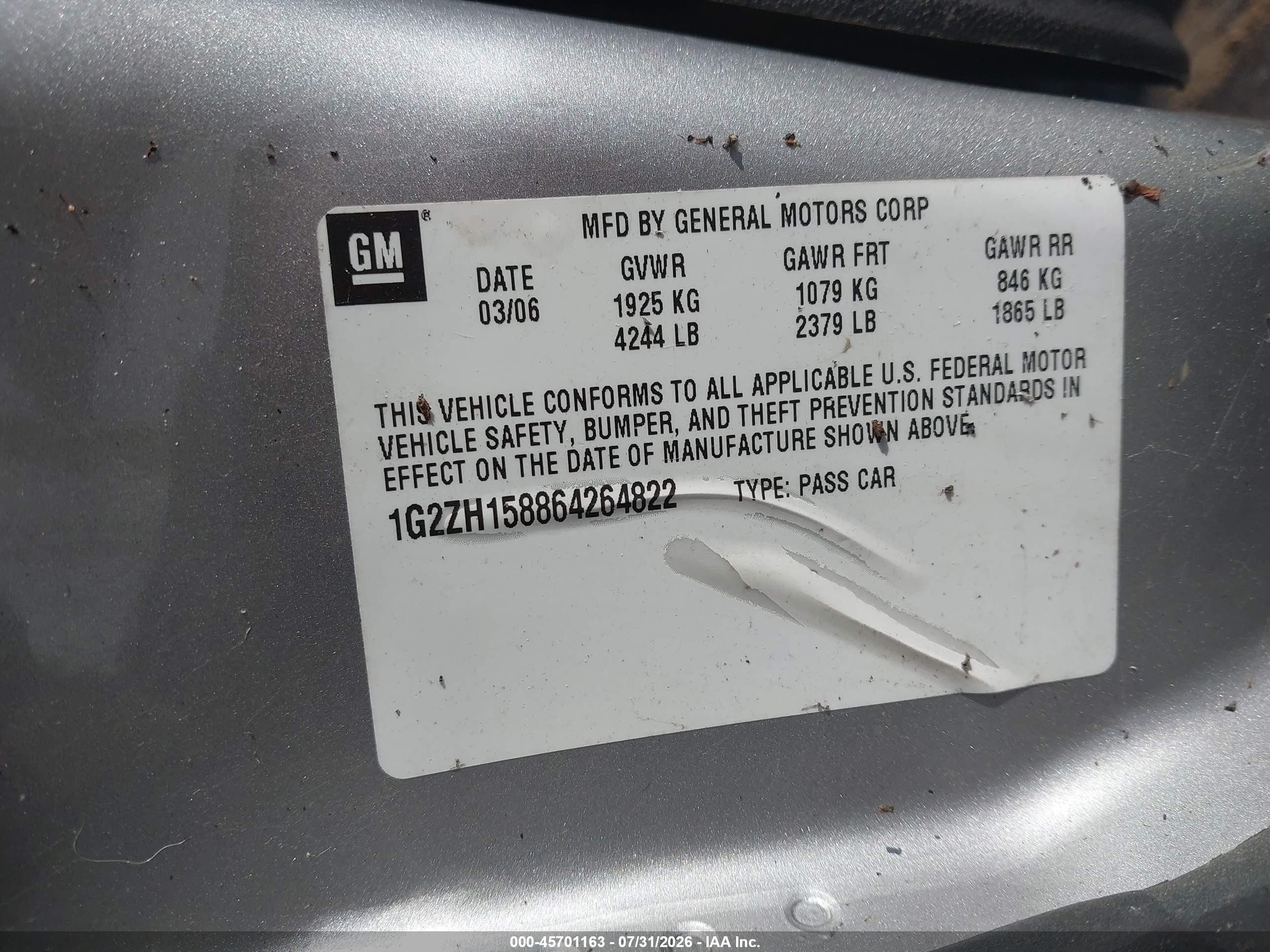 2006 Pontiac G6 Gt Silver vin: 1G2ZH158864264822