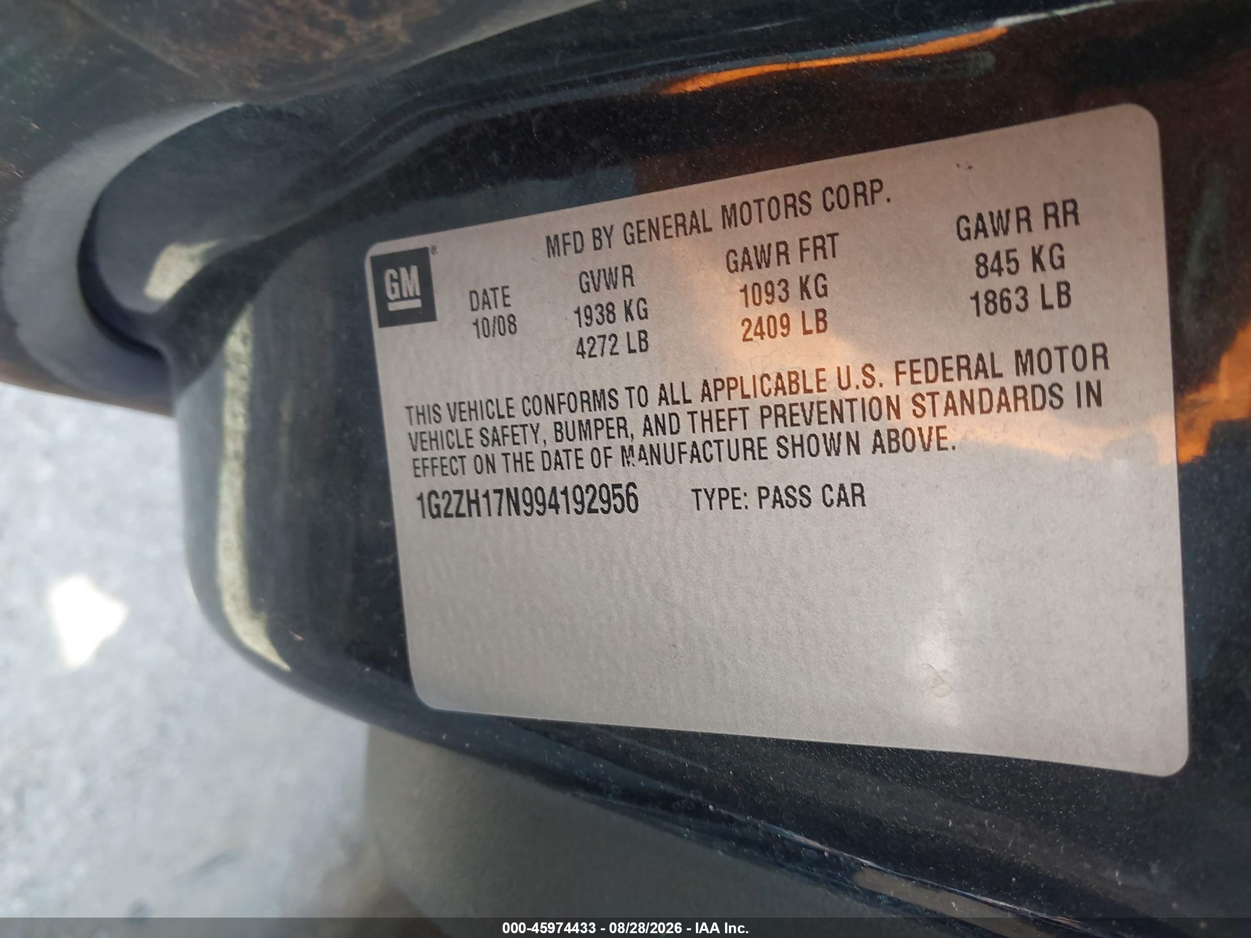 2009 Pontiac G6 Gt Black vin: 1G2ZH17N994192956