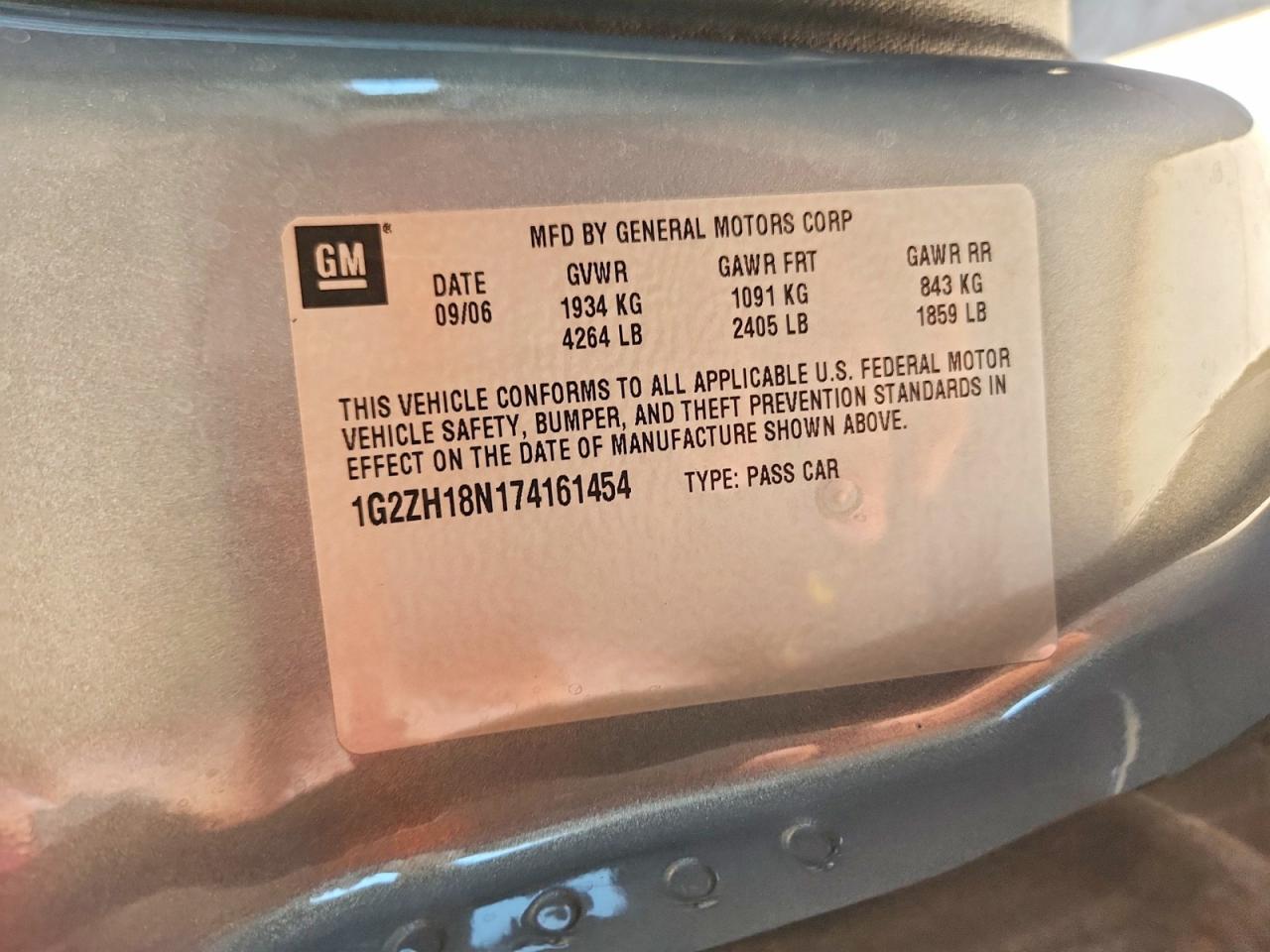 2007 Pontiac G6 Gt Teal vin: 1G2ZH18N174161454