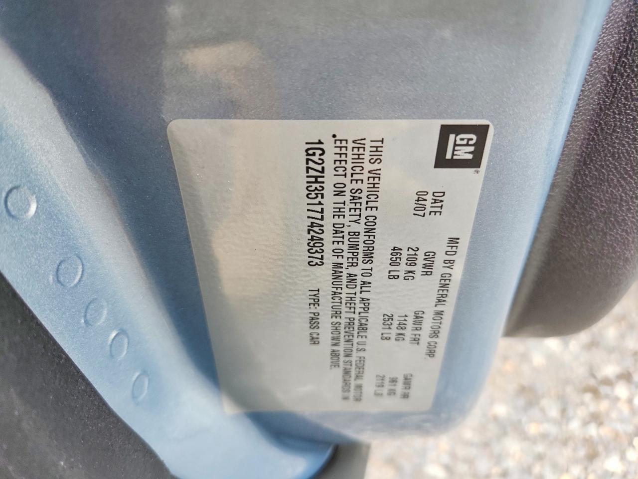 2007 Pontiac G6 Gt Blue vin: 1G2ZH351774249373