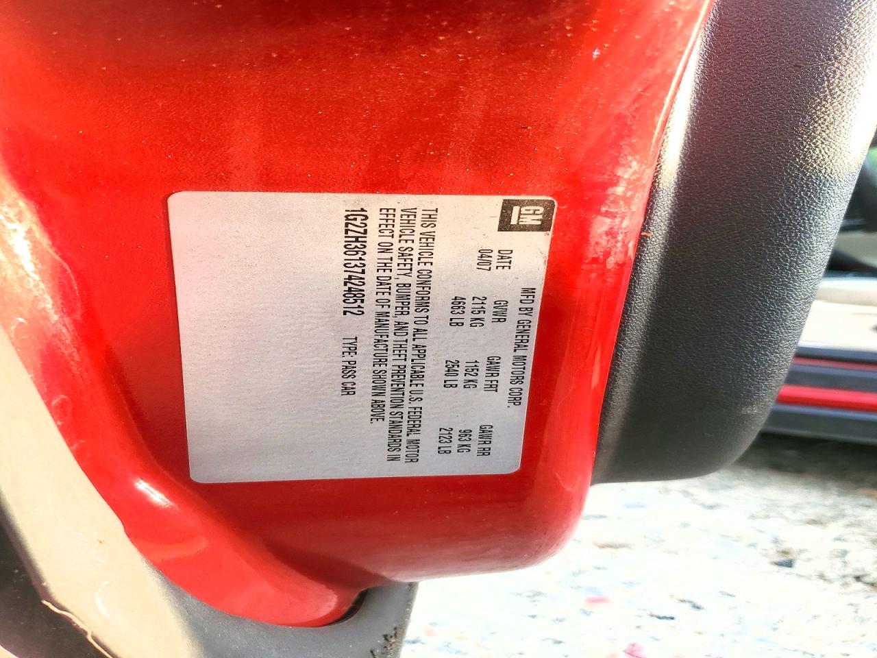 2007 Pontiac G6 Gt Red vin: 1G2ZH361374248512