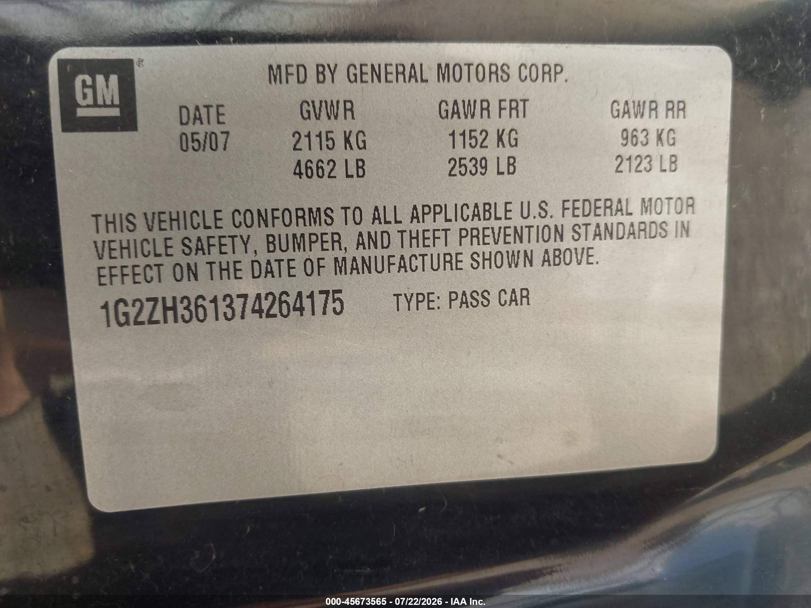 2007 Pontiac G6 Gt Black vin: 1G2ZH361374264175