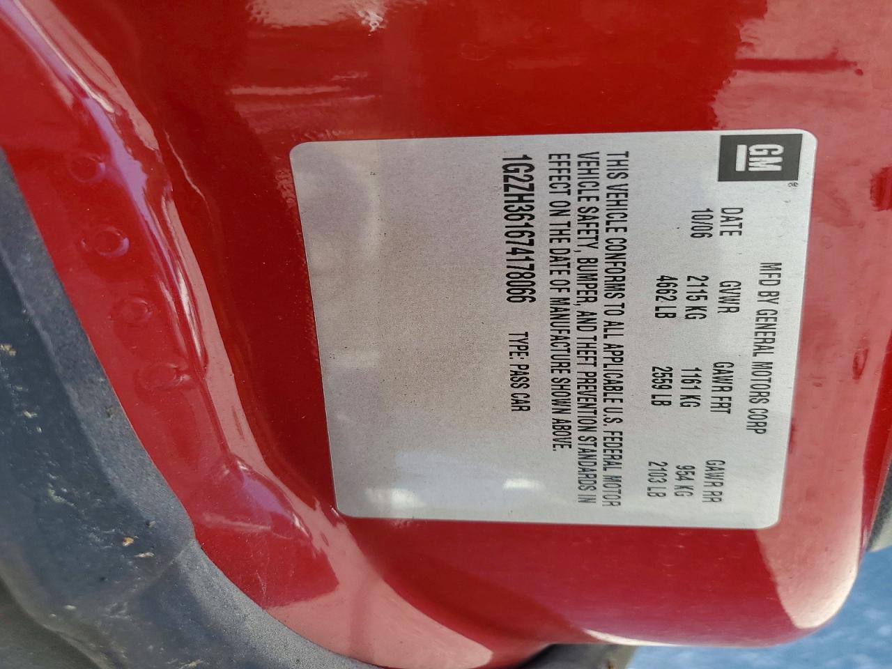 2007 Pontiac G6 Gt Red vin: 1G2ZH361674178066