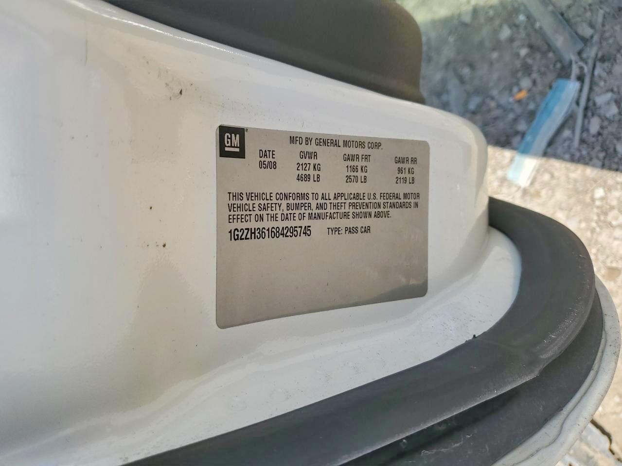 2008 Pontiac G6 Gt White vin: 1G2ZH361684295745