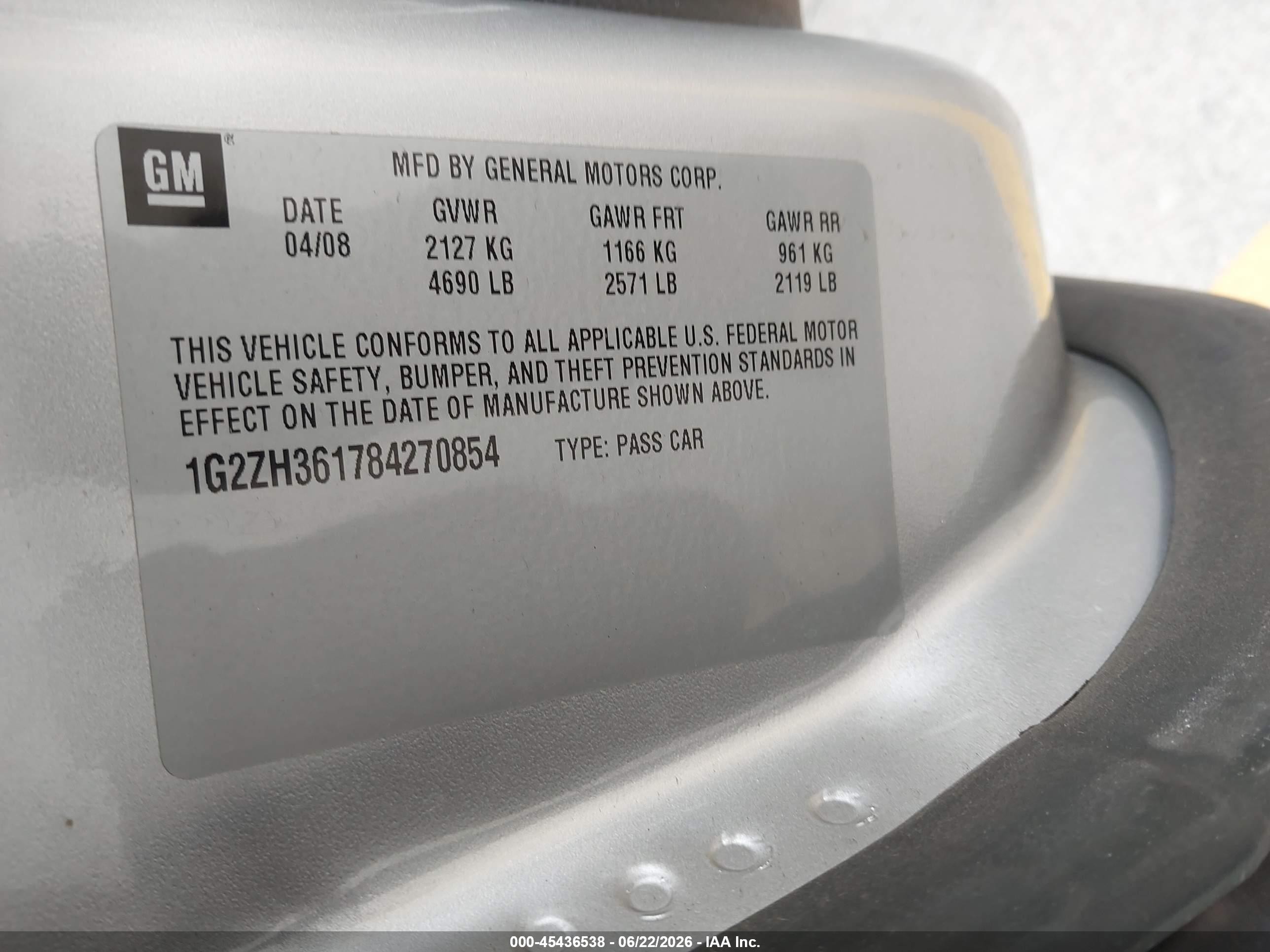 2008 Pontiac G6 Gt Silver vin: 1G2ZH361784270854