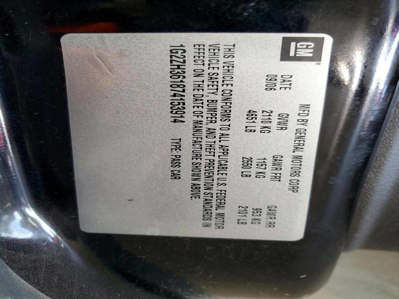 2007 Pontiac G6 Gt Black vin: 1G2ZH361874153914