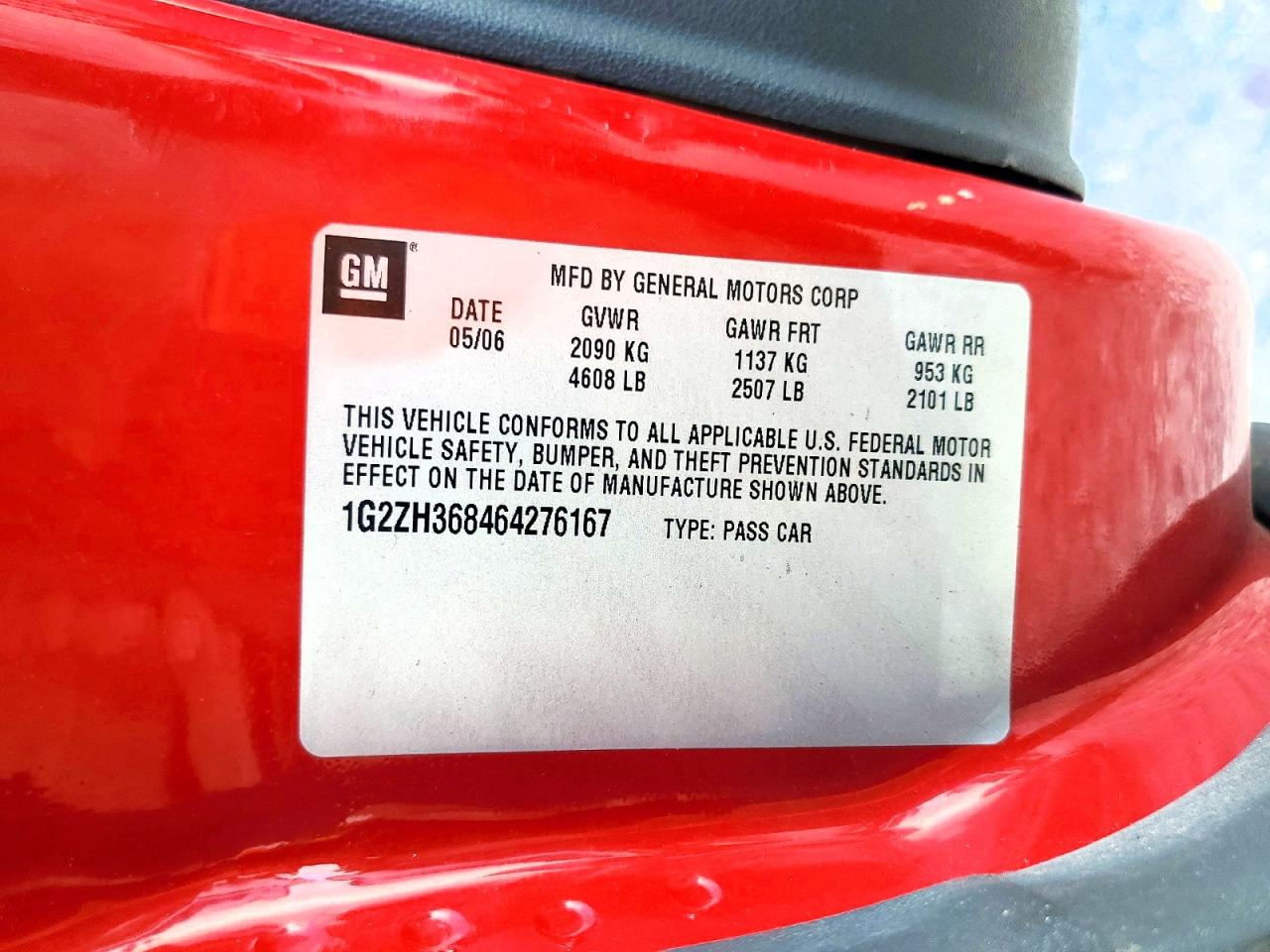 2006 Pontiac G6 Gt Red vin: 1G2ZH368464276167