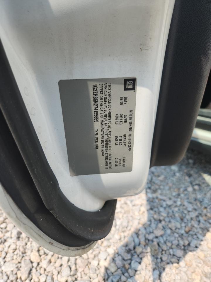 2007 Pontiac G6 Gt White vin: 1G2ZH36N274155659