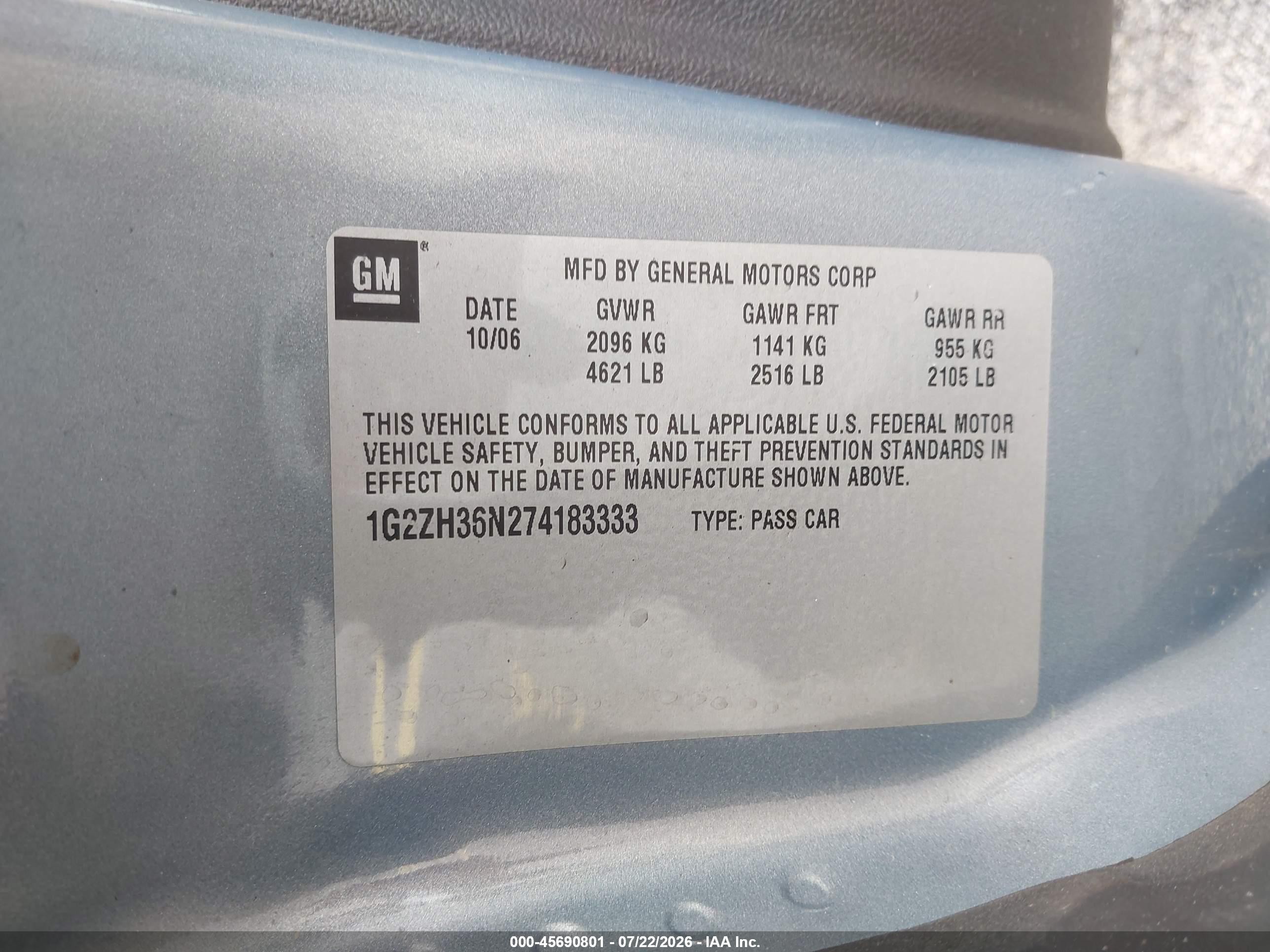 2007 Pontiac G6 Gt Gray vin: 1G2ZH36N274183333