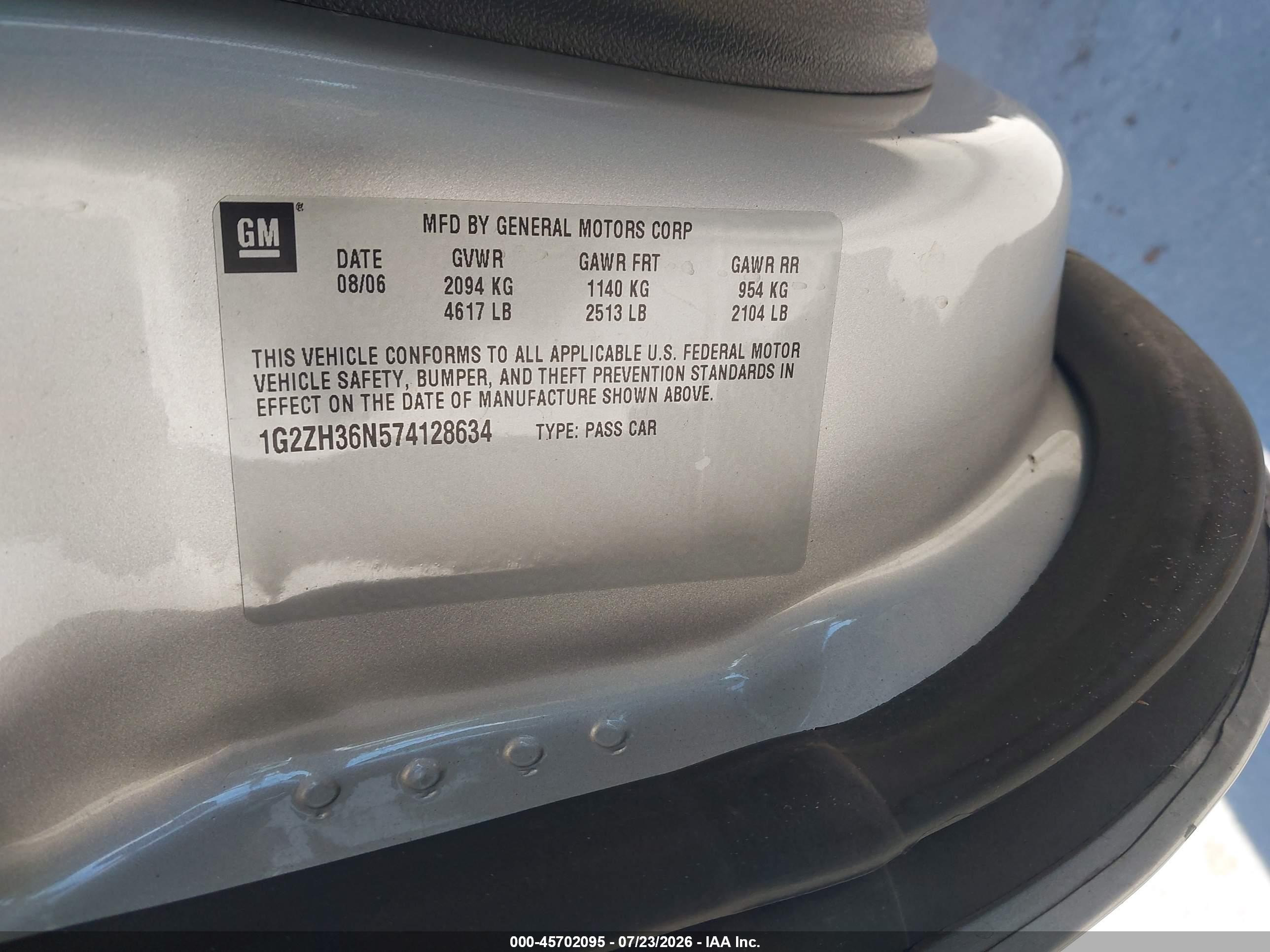 2007 Pontiac G6 Gt Silver vin: 1G2ZH36N574128634
