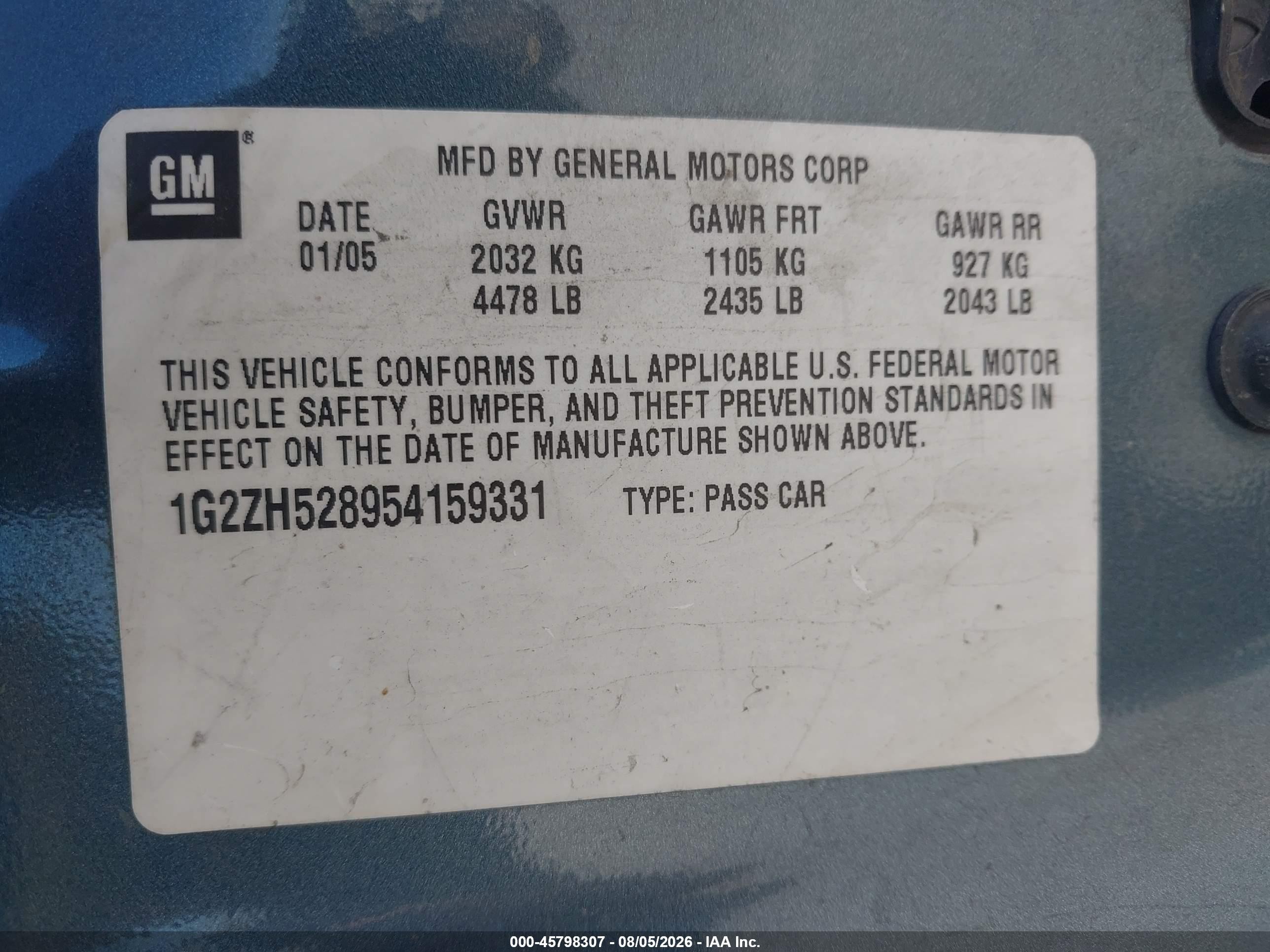 2005 Pontiac G6 Gt Gray vin: 1G2ZH528954159331