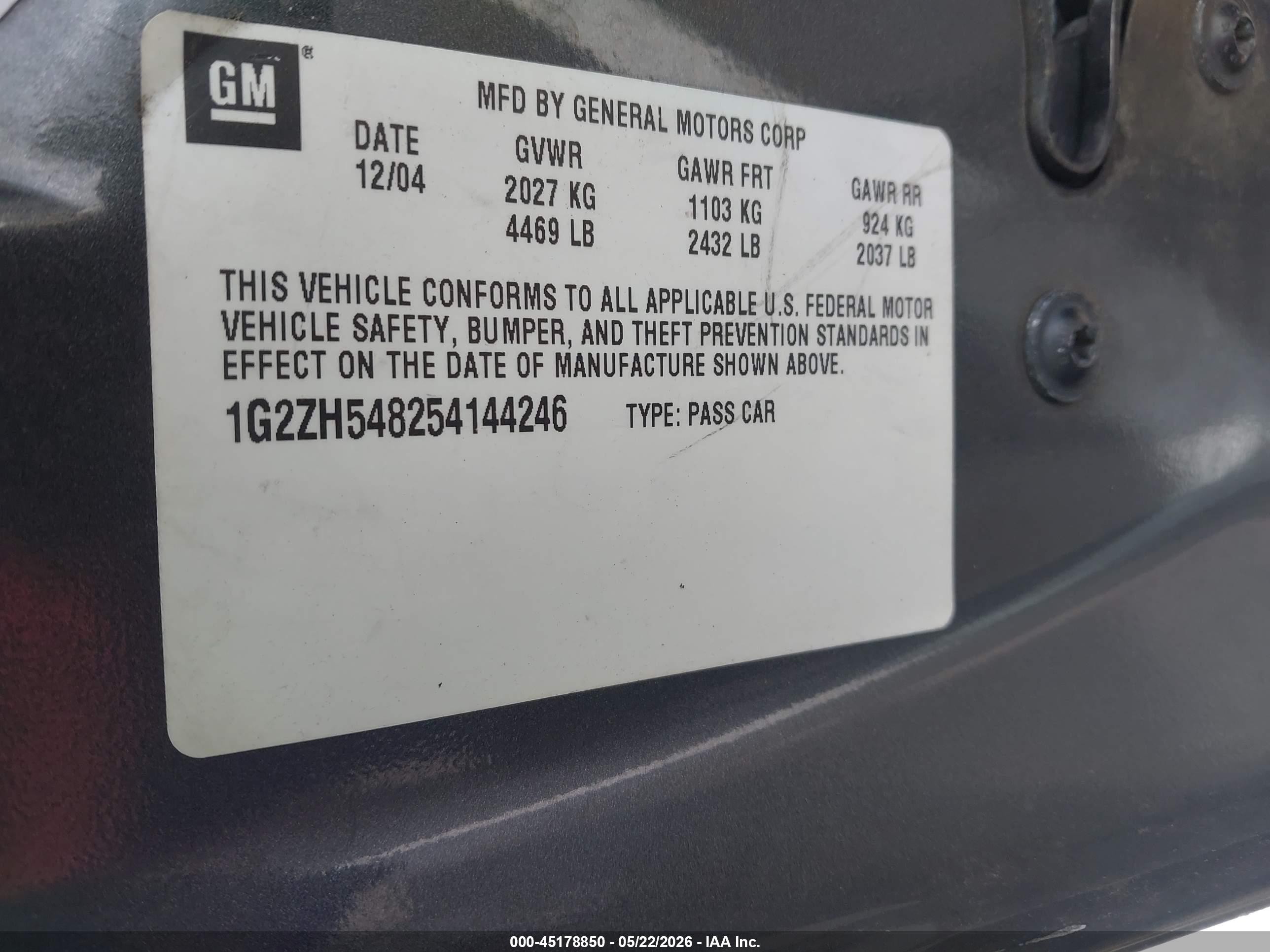 2005 Pontiac G6 Gt Gray vin: 1G2ZH548254144246