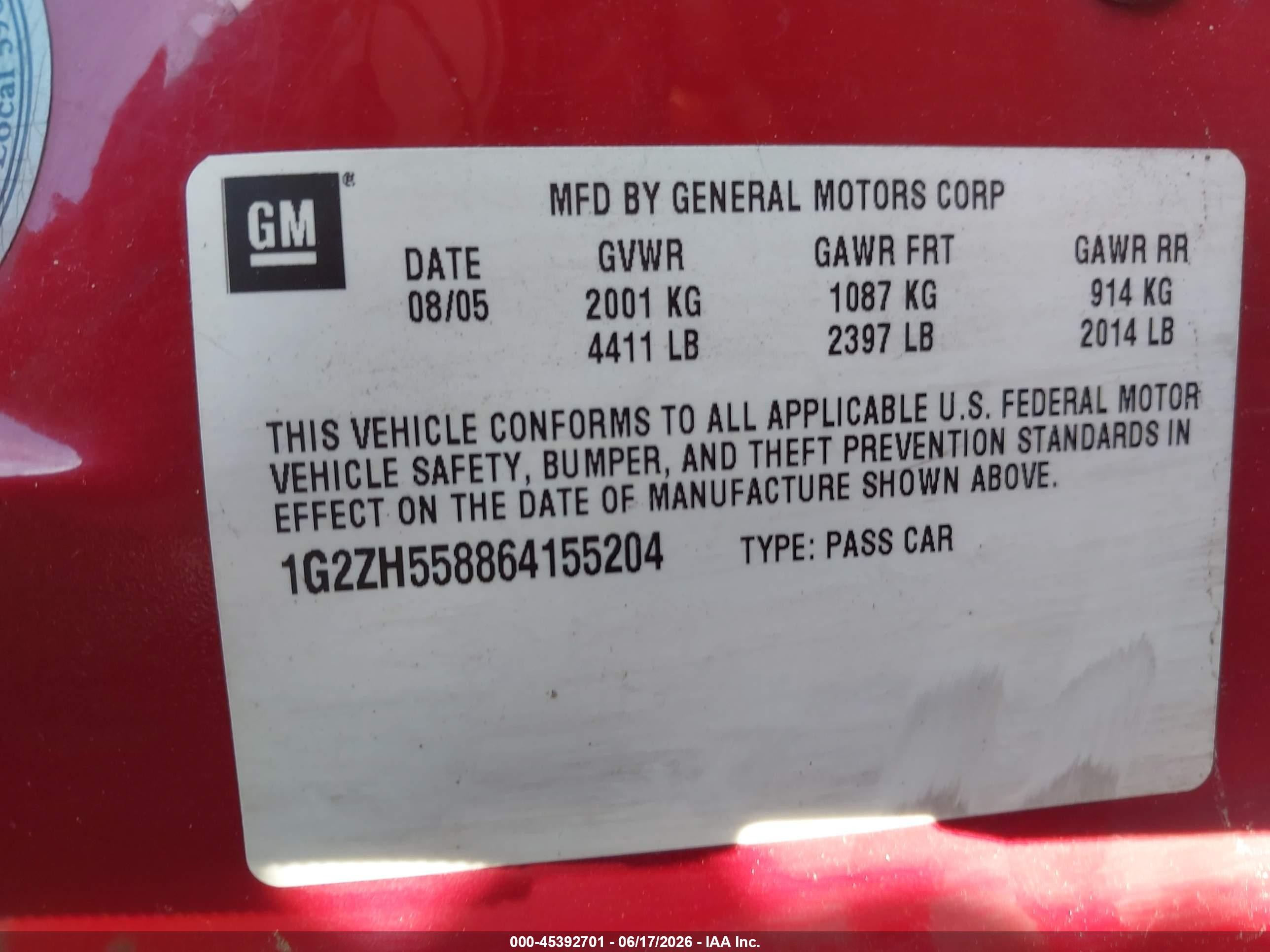 2006 Pontiac G6 Gt Красный vin: 1G2ZH558864155204