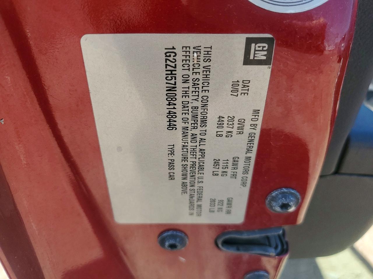 2008 Pontiac G6 Gt Burgundy vin: 1G2ZH57N084148446