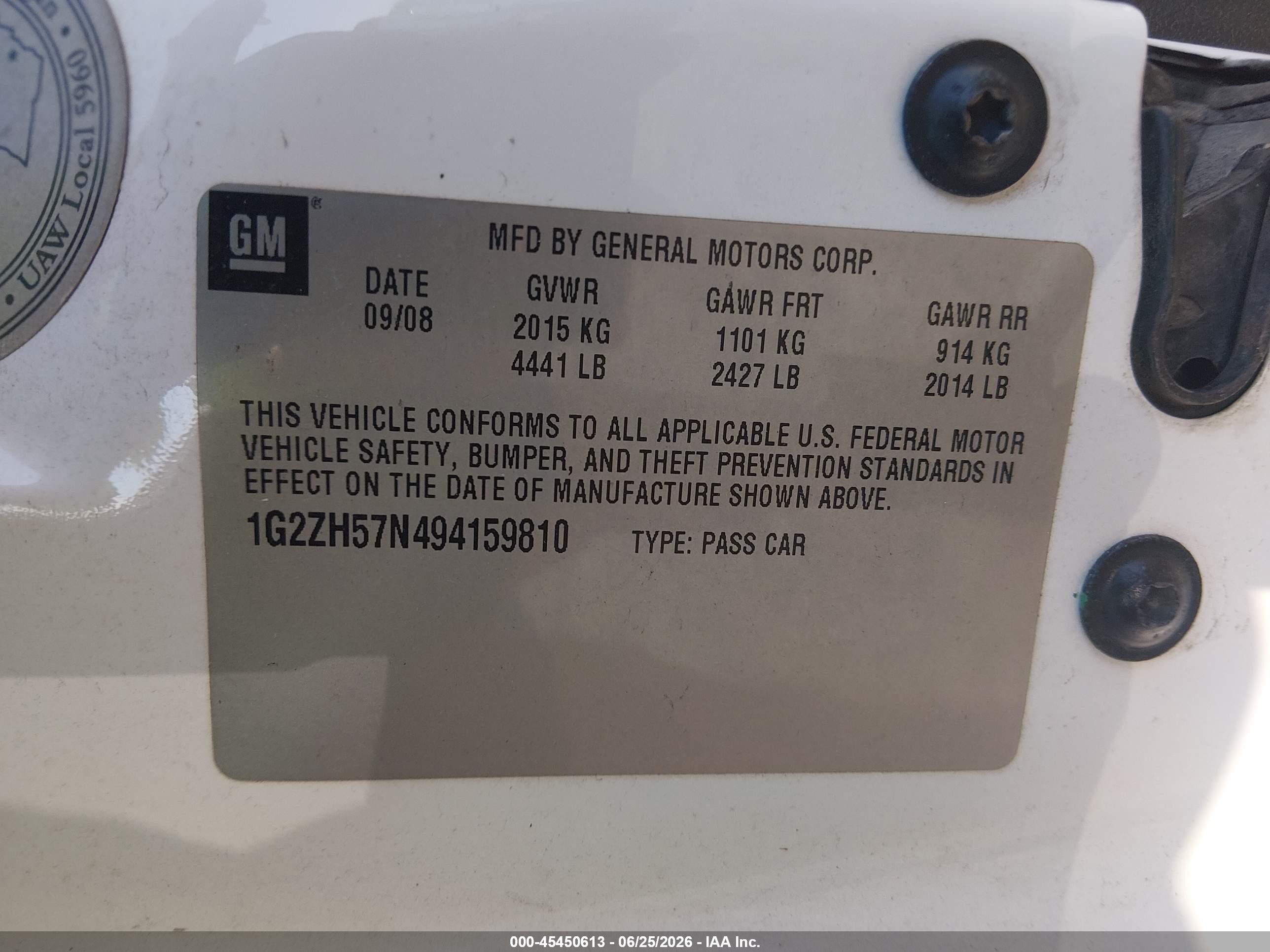 2009 Pontiac G6 Gt White vin: 1G2ZH57N494159810