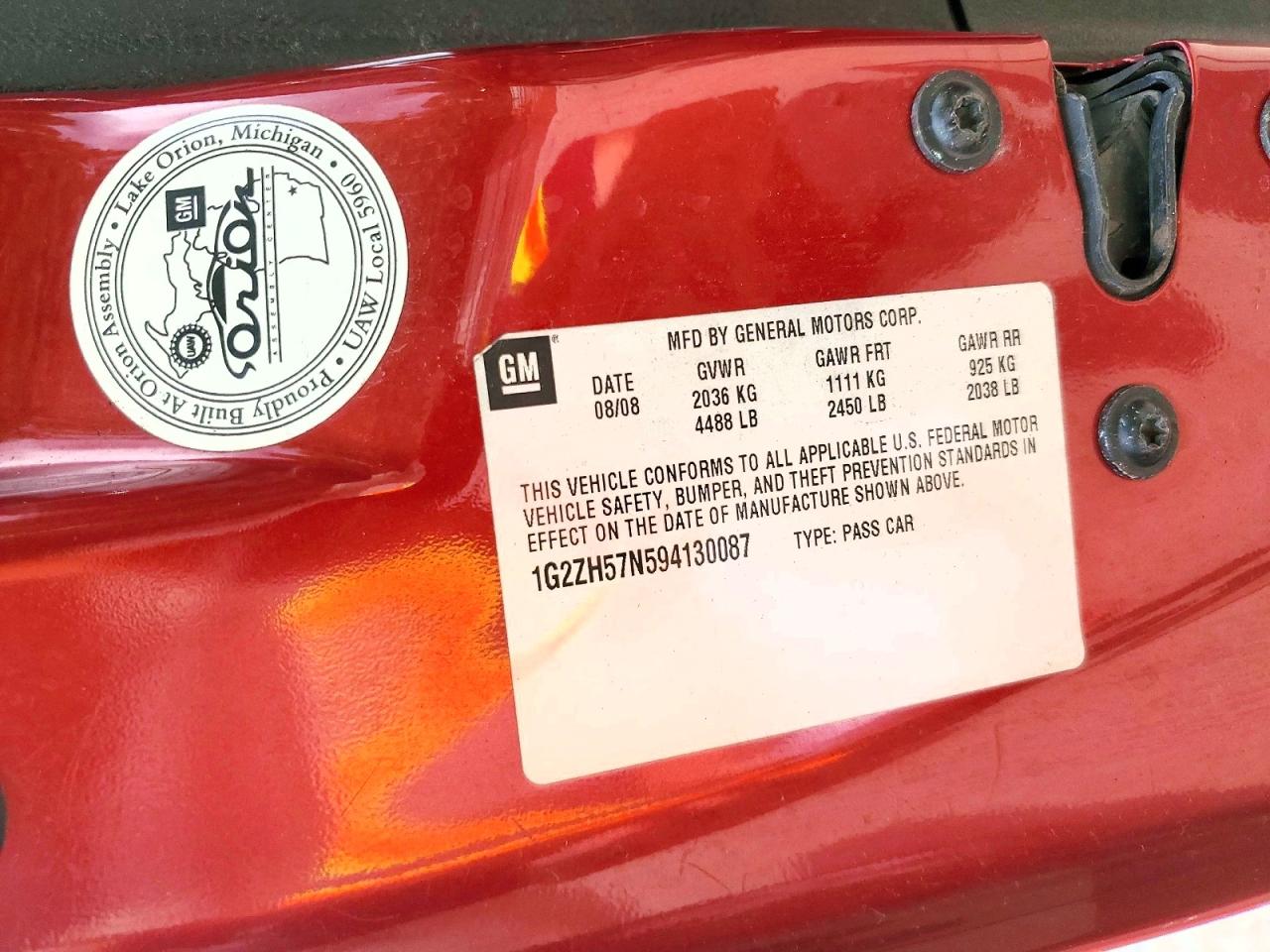 2009 Pontiac G6 Gt Red vin: 1G2ZH57N594130087