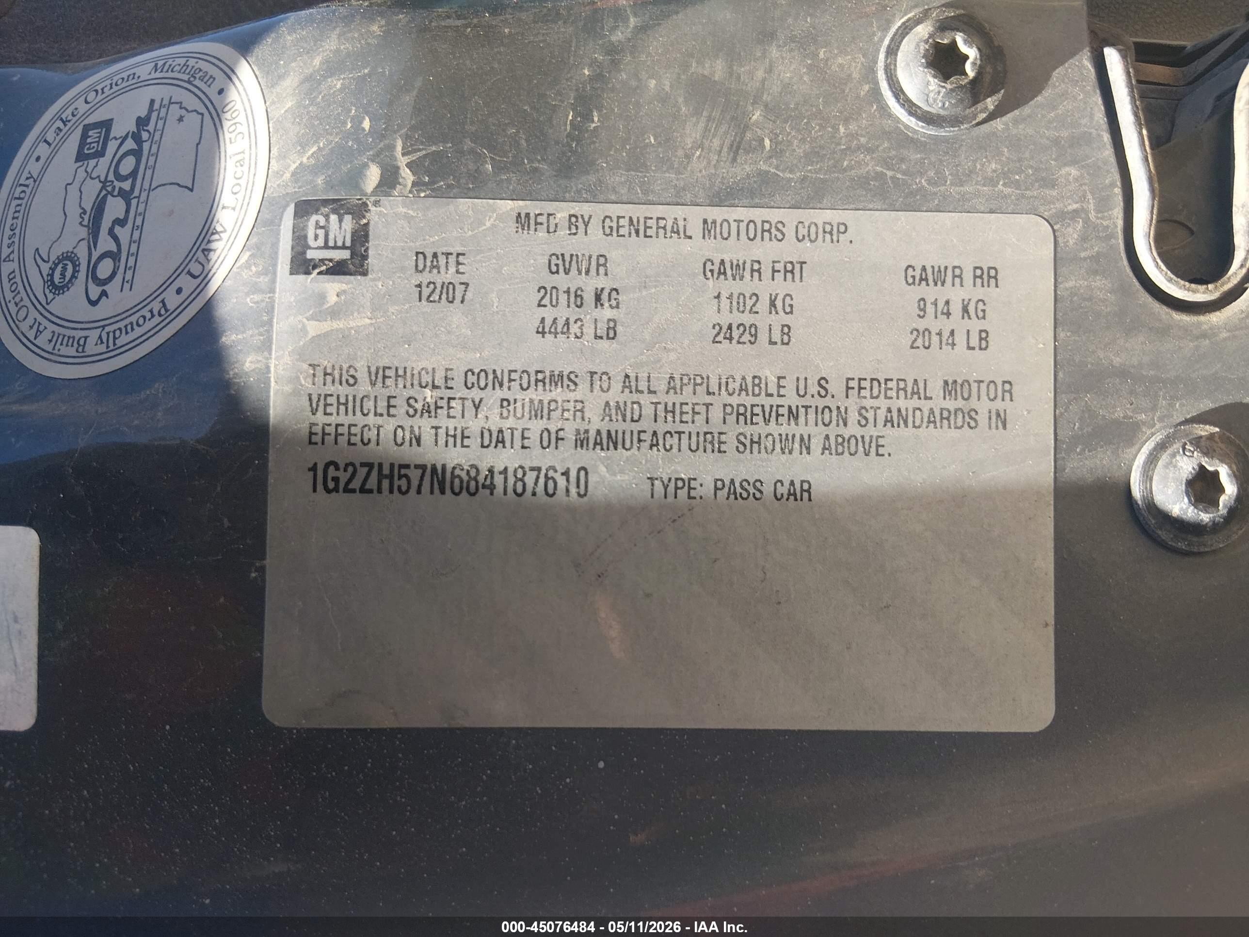 2008 Pontiac G6 Gt Gray vin: 1G2ZH57N684187610