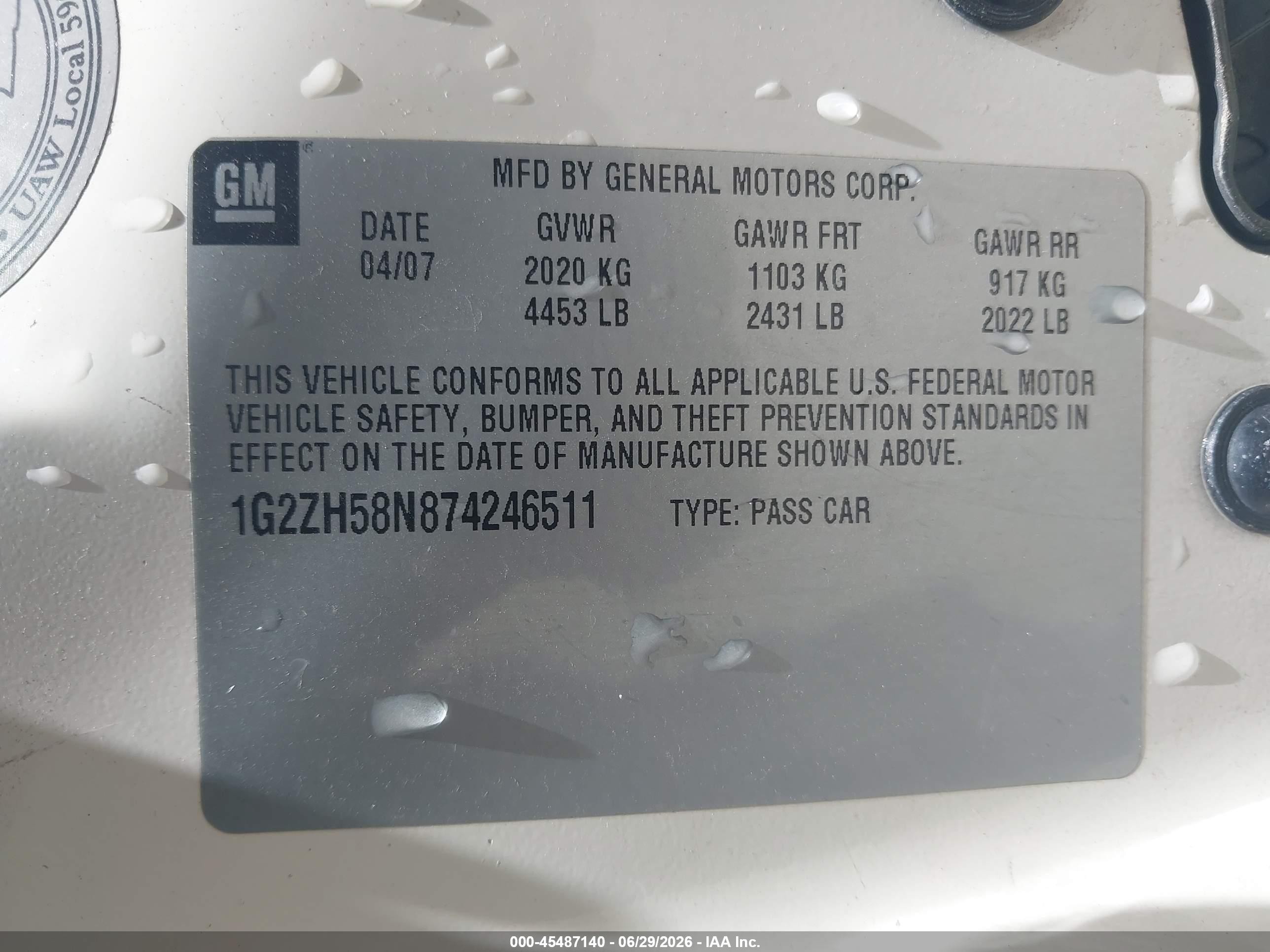 2007 Pontiac G6 Gt White vin: 1G2ZH58N874246511