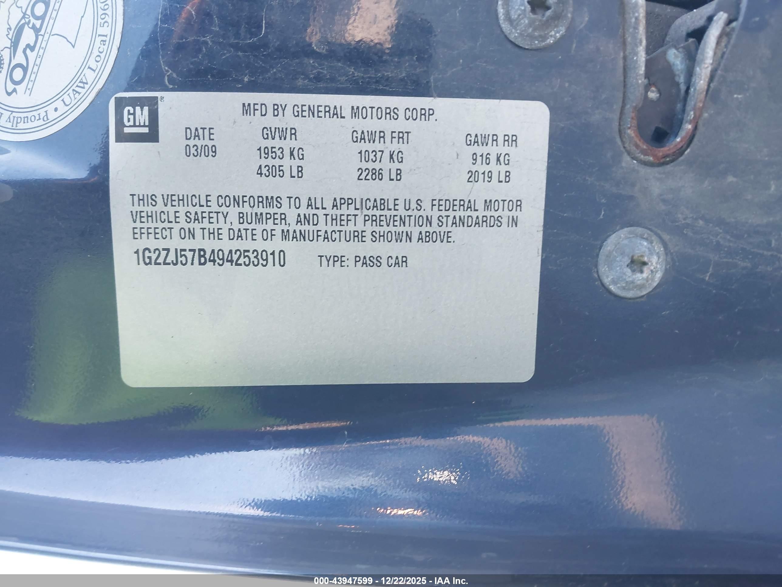 2009 Pontiac G6 New Se Dark Blue vin: 1G2ZJ57B494253910