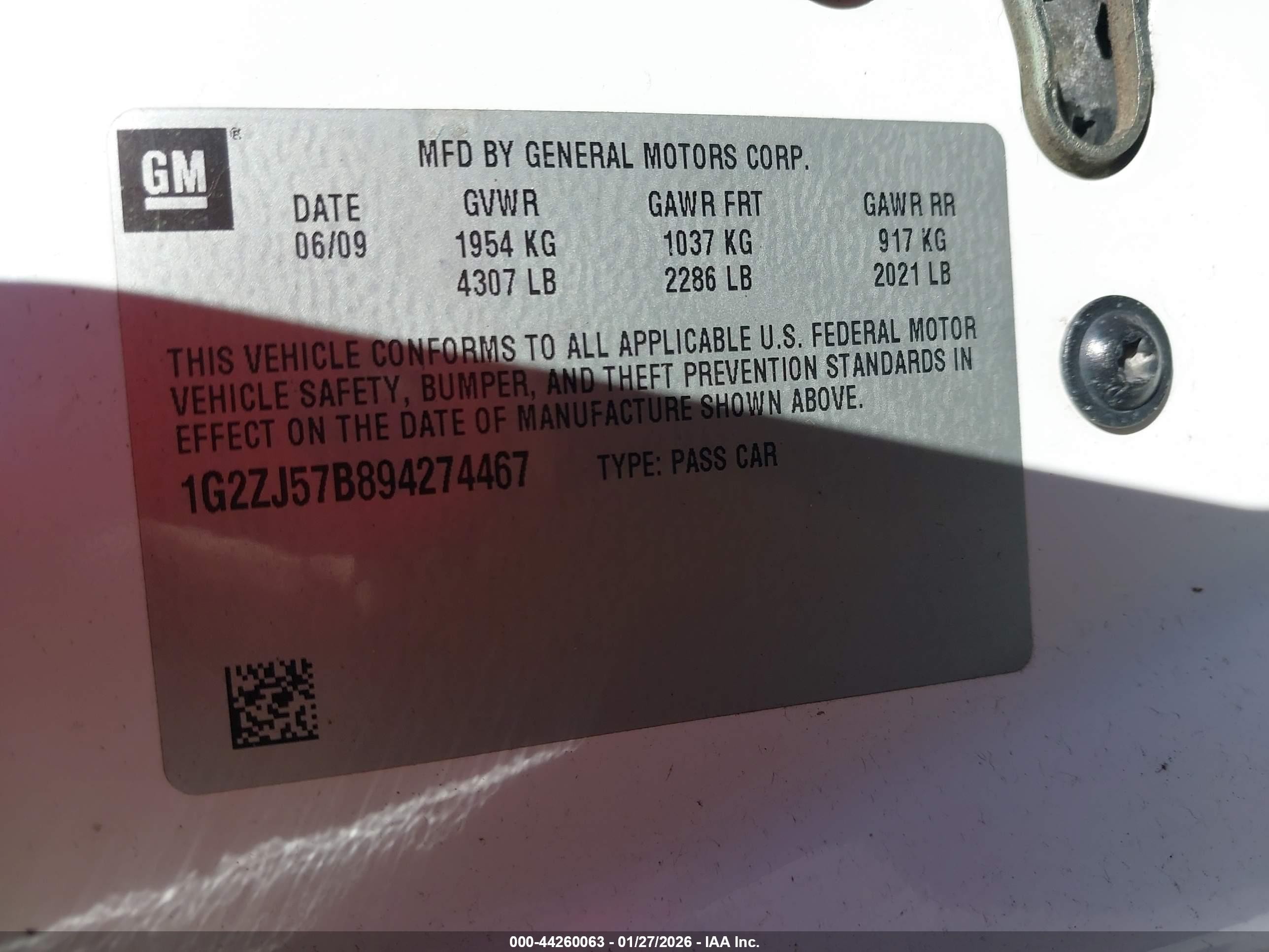 2009 Pontiac G6 New Se White vin: 1G2ZJ57B894274467