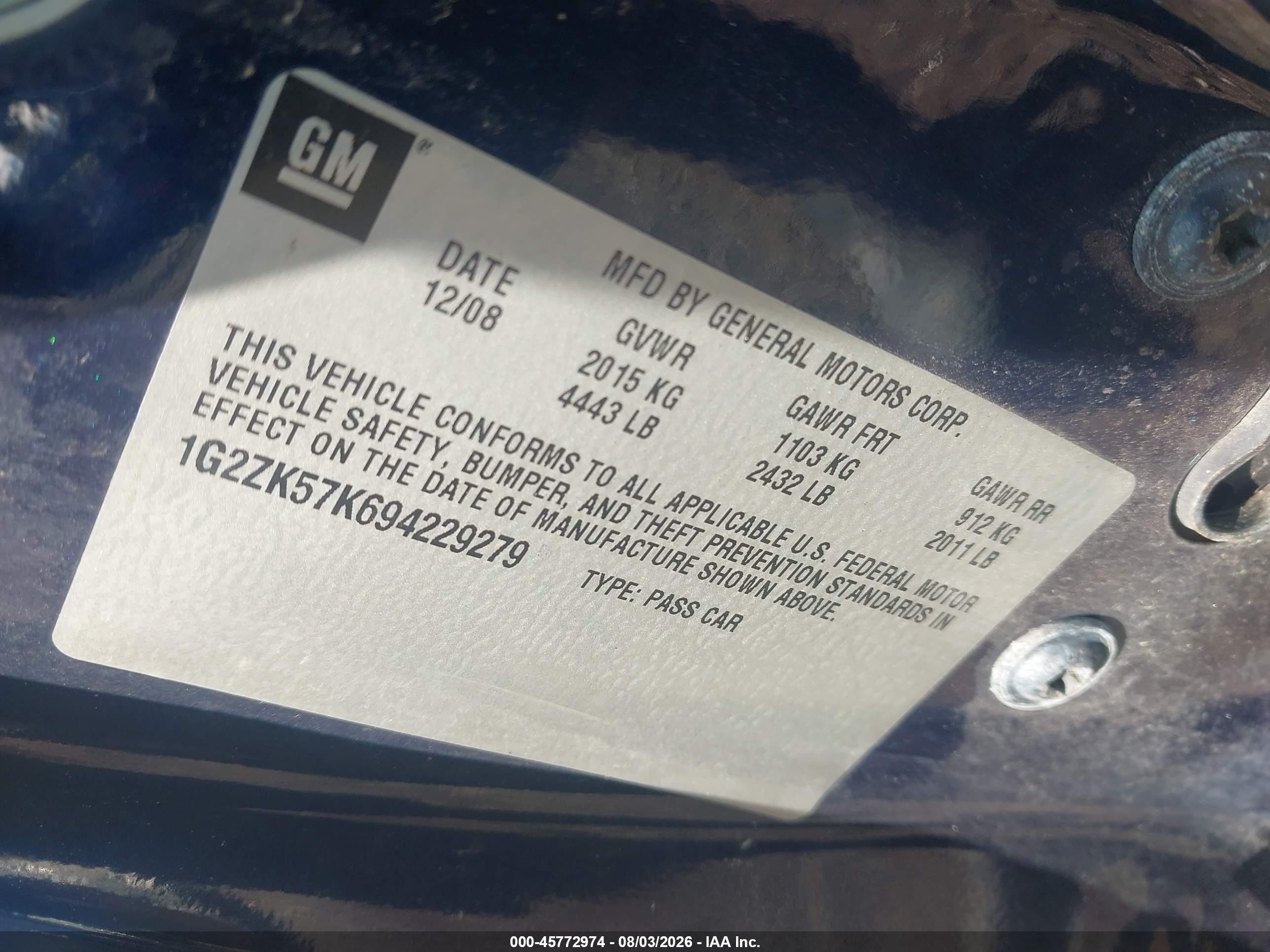 2009 Pontiac G6 New Gt Blue vin: 1G2ZK57K694229279