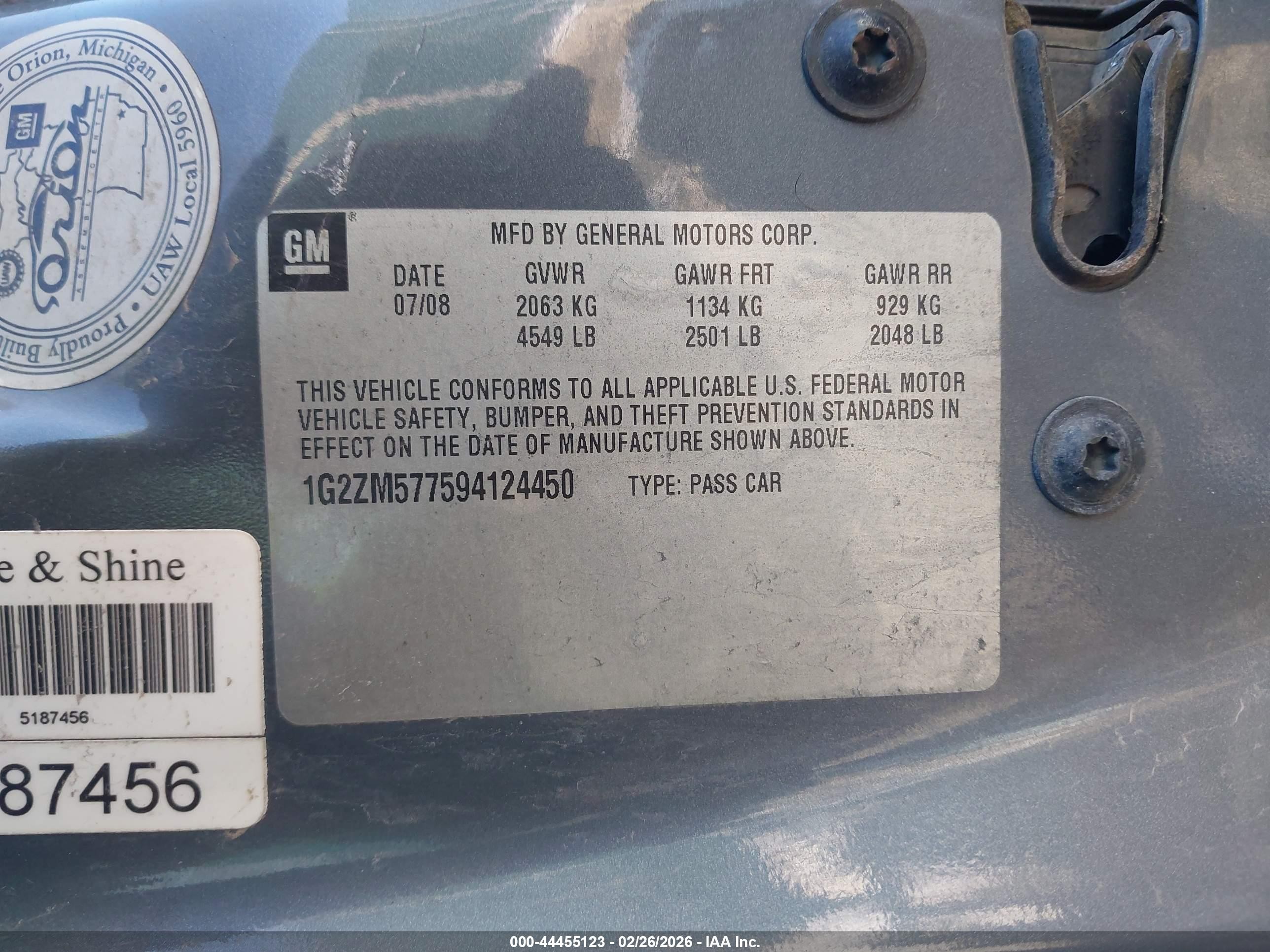 2009 Pontiac G6 Gxp Gray vin: 1G2ZM577594124450