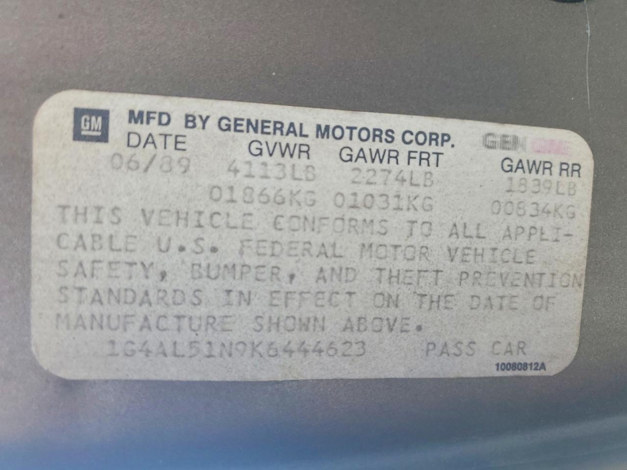 1989 Buick Century Limited Gray vin: 1G4AL51N9K6444623