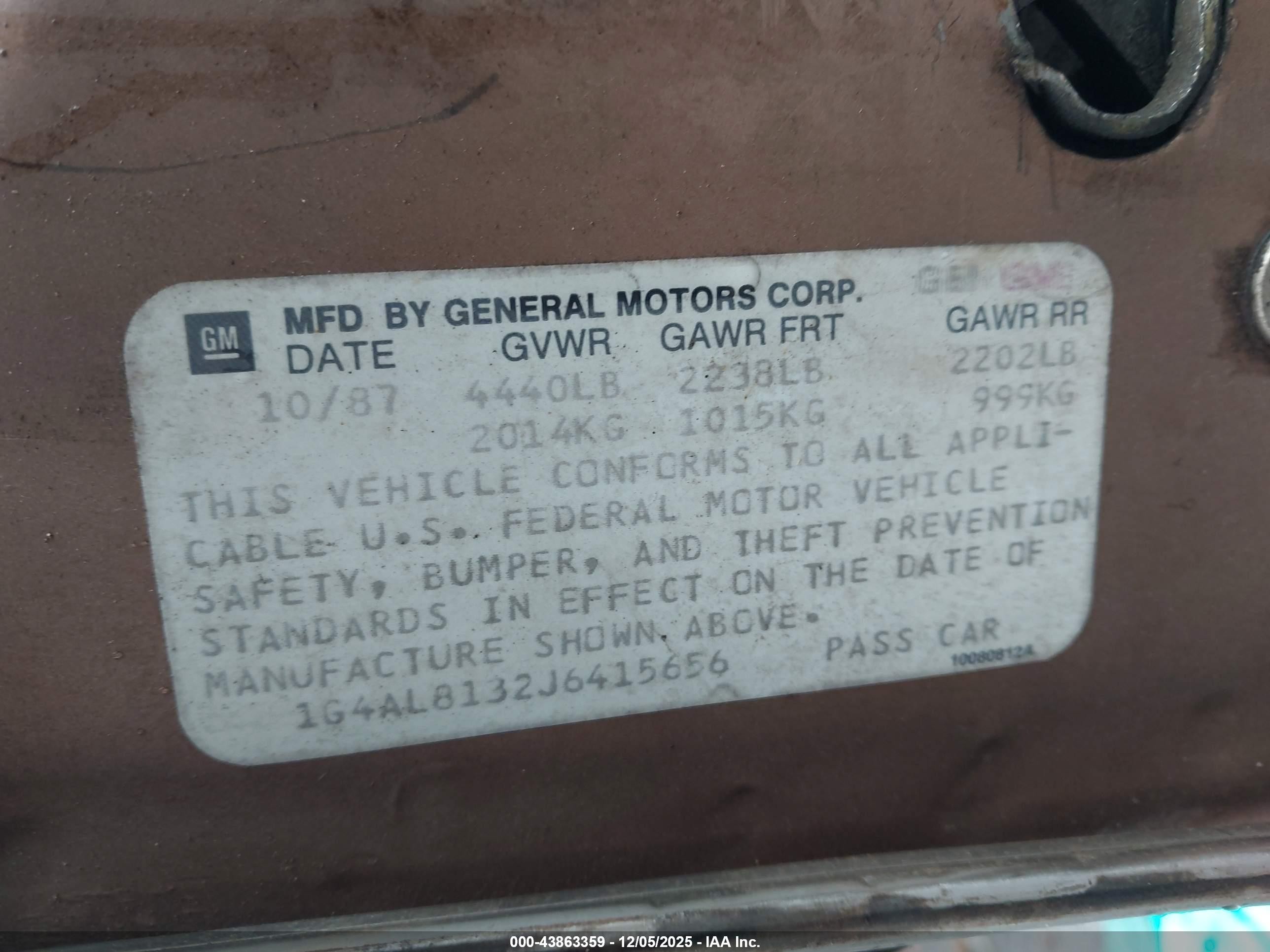 1988 Buick Century Estate Brown vin: 1G4AL8132J6415656