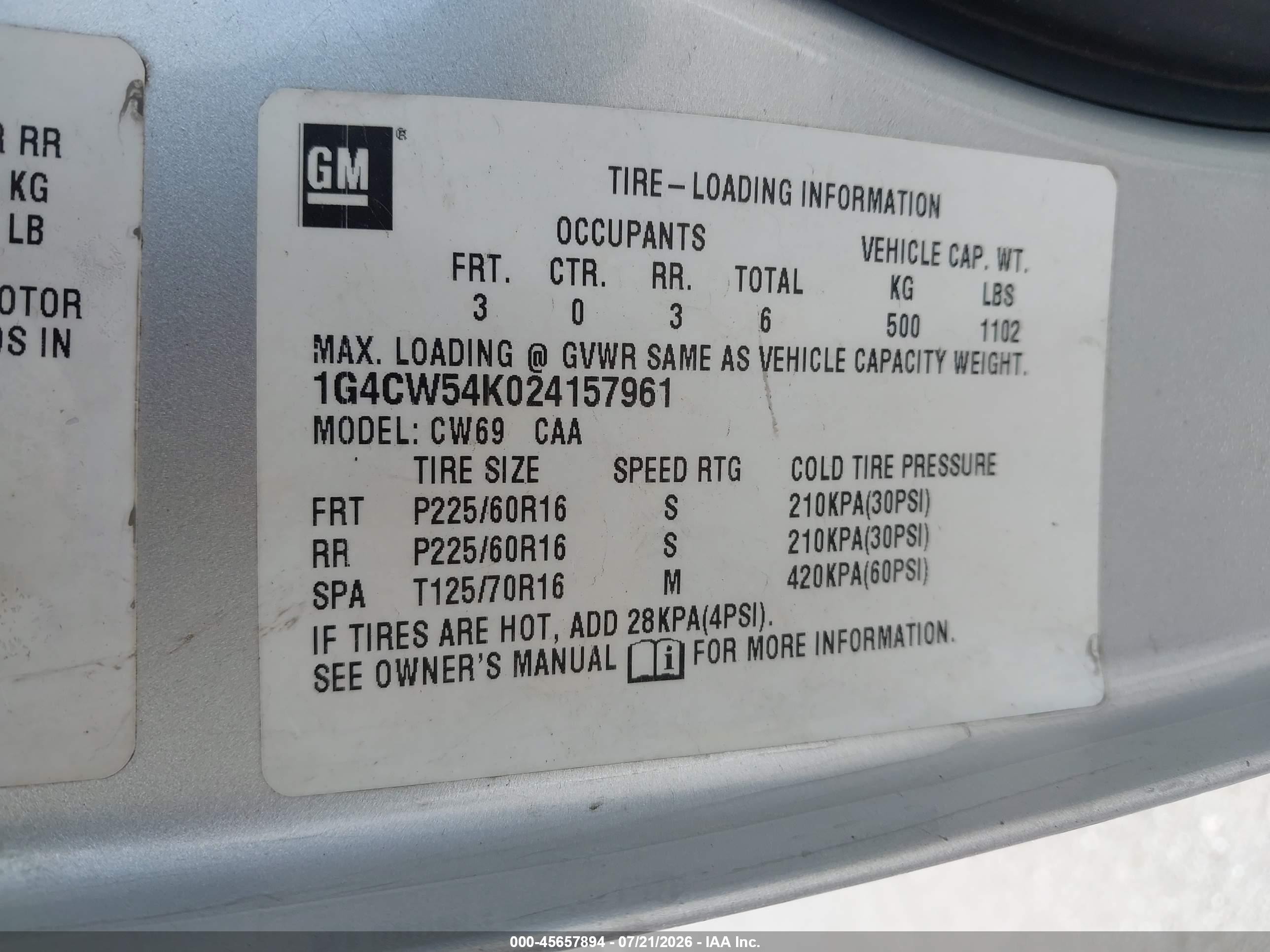 2002 Buick Park Avenue   Серебряный vin: 1G4CW54K024157961