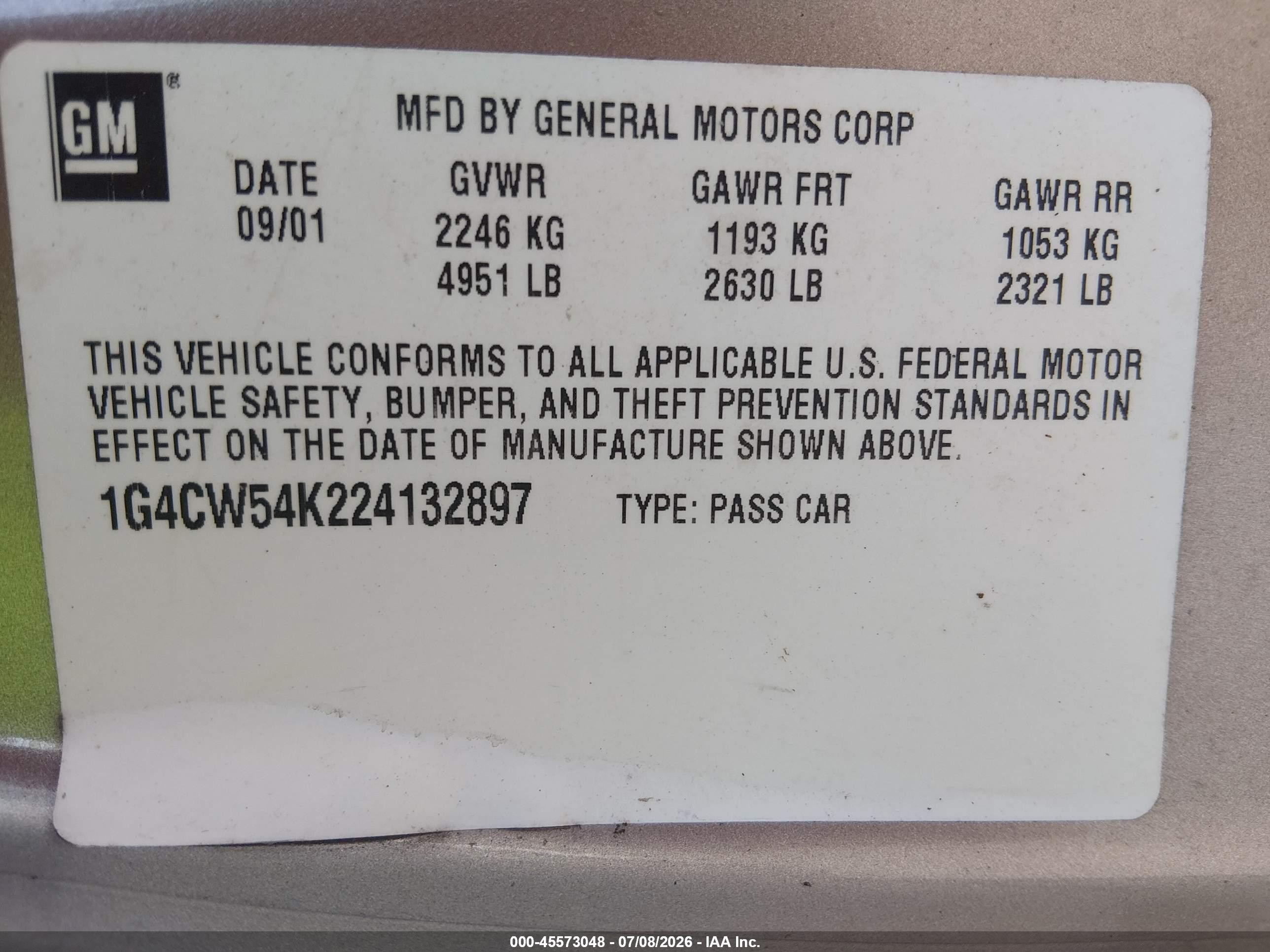 2002 Buick Park Avenue   Silver vin: 1G4CW54K224132897