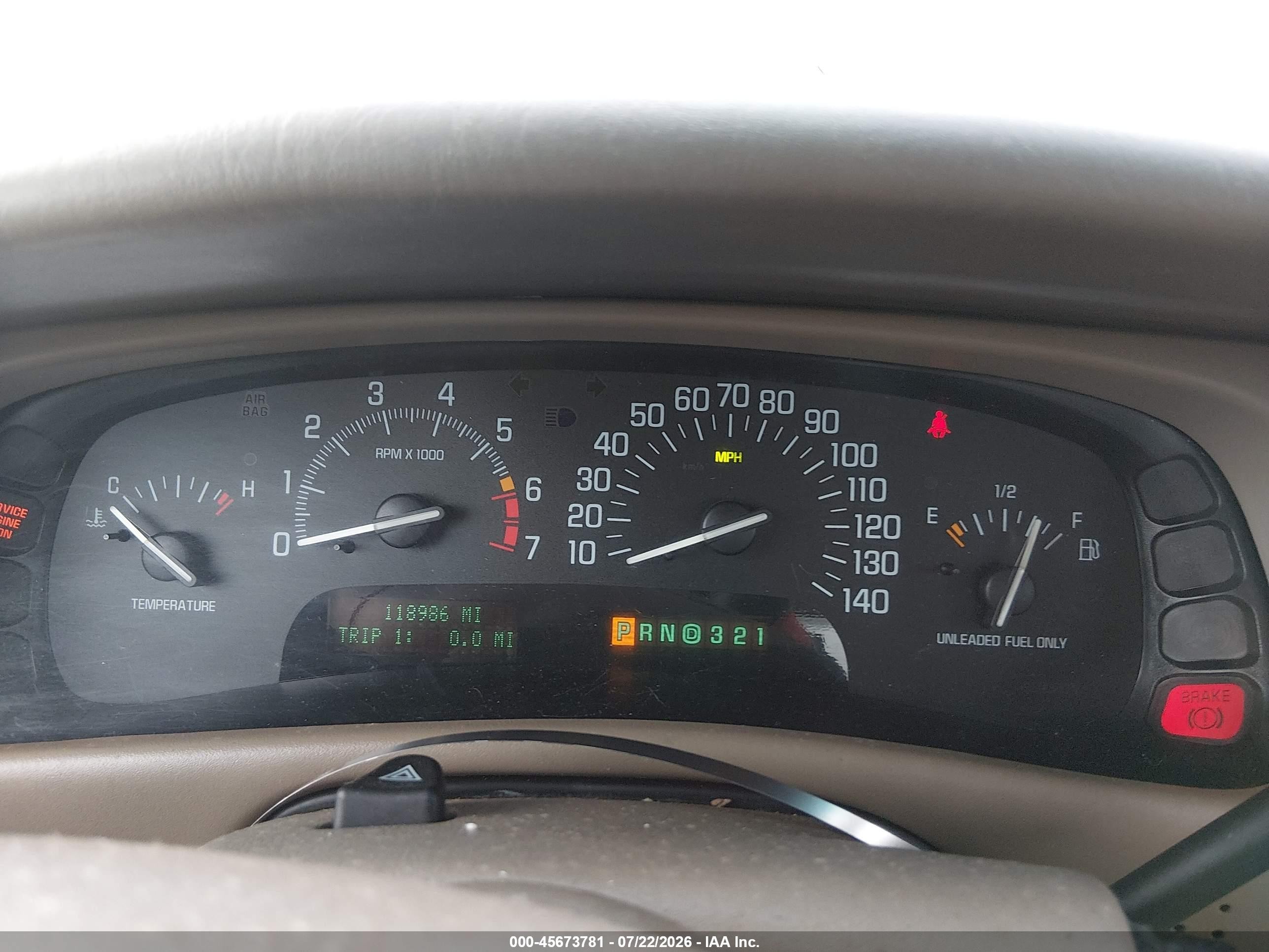 2002 Buick Park Avenue   Tan vin: 1G4CW54K724193159