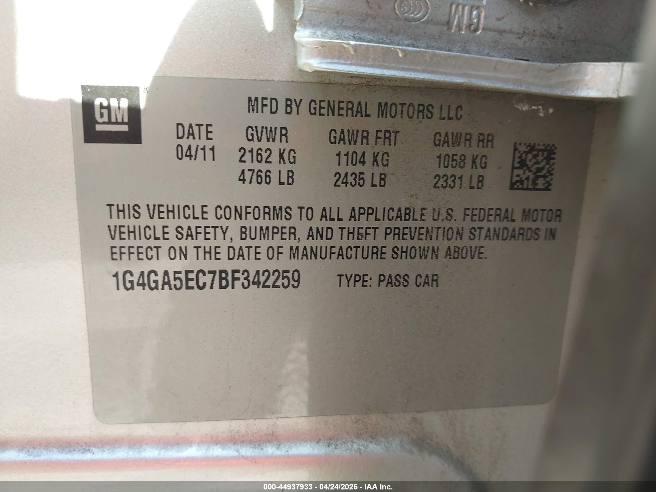 2011 Buick Lacrosse Cx Silver vin: 1G4GA5EC7BF342259