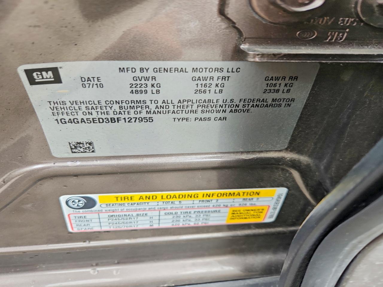 2011 Buick Lacrosse Cx Серый vin: 1G4GA5ED3BF127955