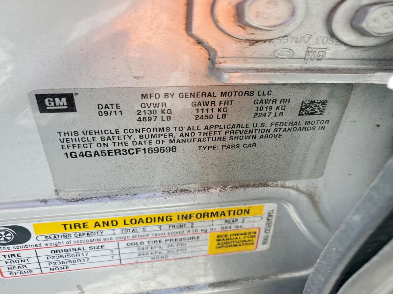 2012 Buick Lacrosse Silver vin: 1G4GA5ER3CF169698
