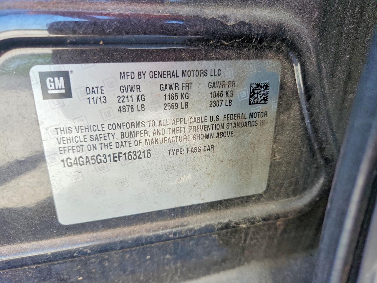 2014 Buick Lacrosse Charcoal vin: 1G4GA5G31EF163216