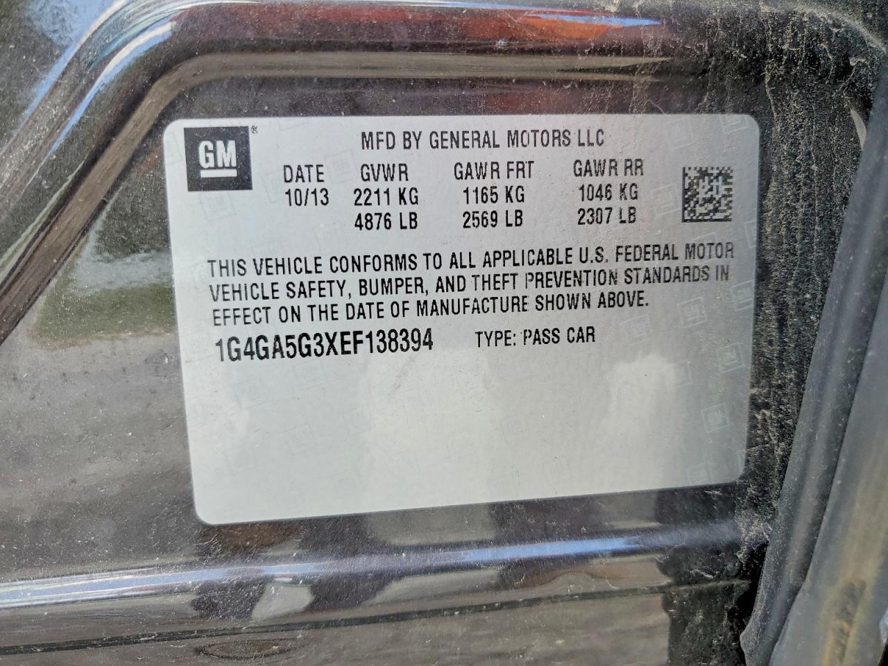 2014 Buick Lacrosse Black vin: 1G4GA5G3XEF138394