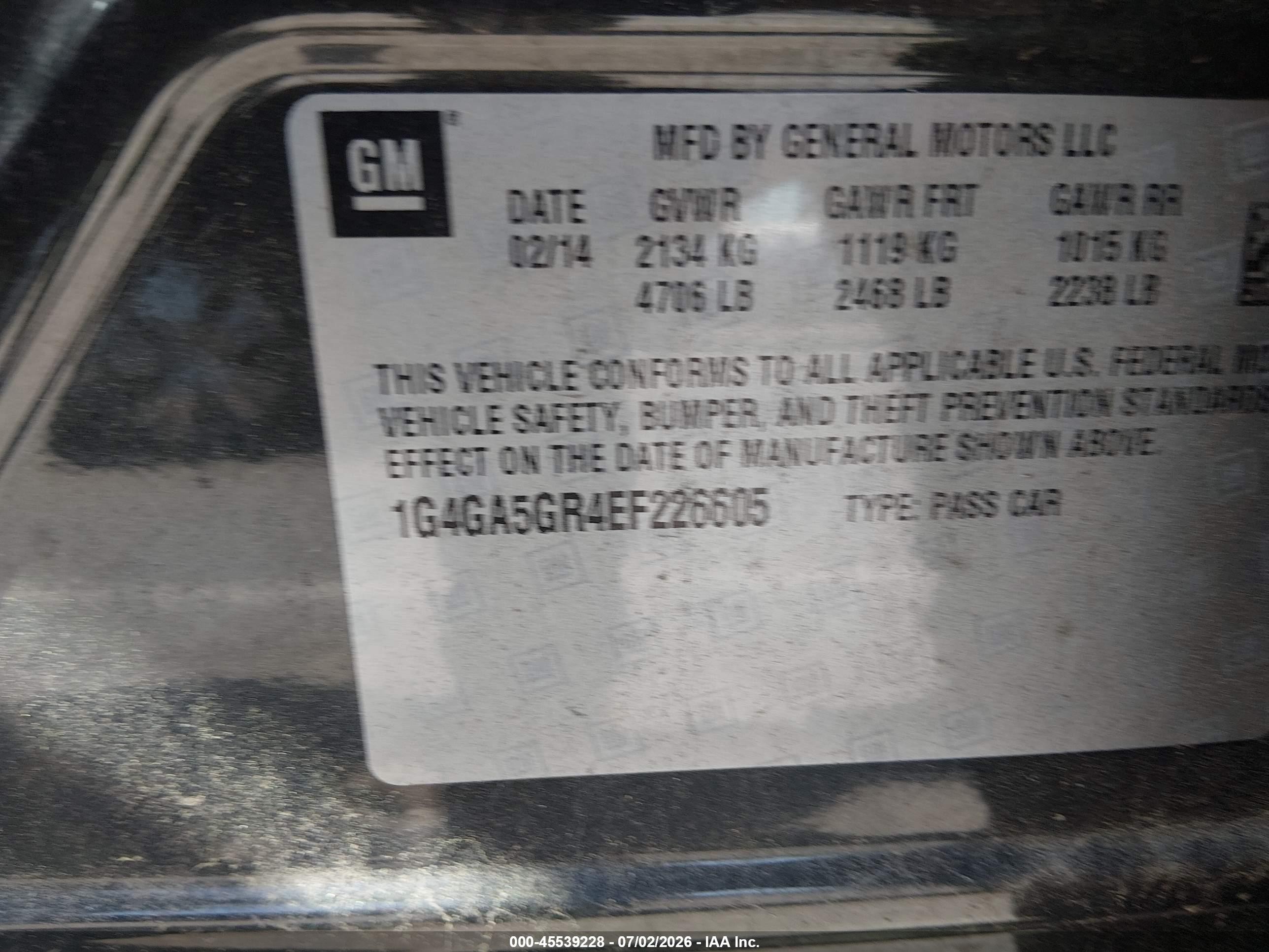 2014 Buick Lacrosse   Gray vin: 1G4GA5GR4EF226605