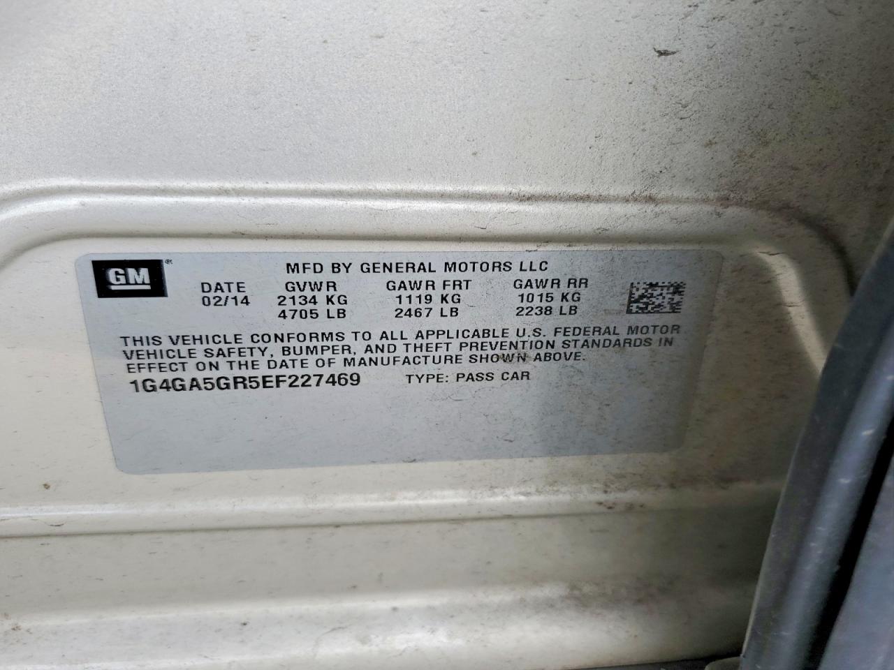 2014 Buick Lacrosse Gold vin: 1G4GA5GR5EF227469