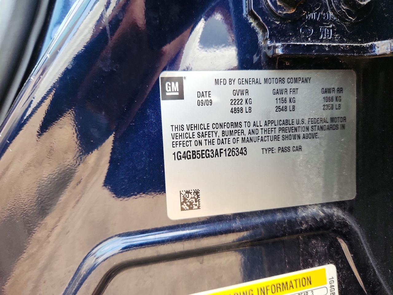 2010 Buick Lacrosse Cx Blue vin: 1G4GB5EG3AF126343