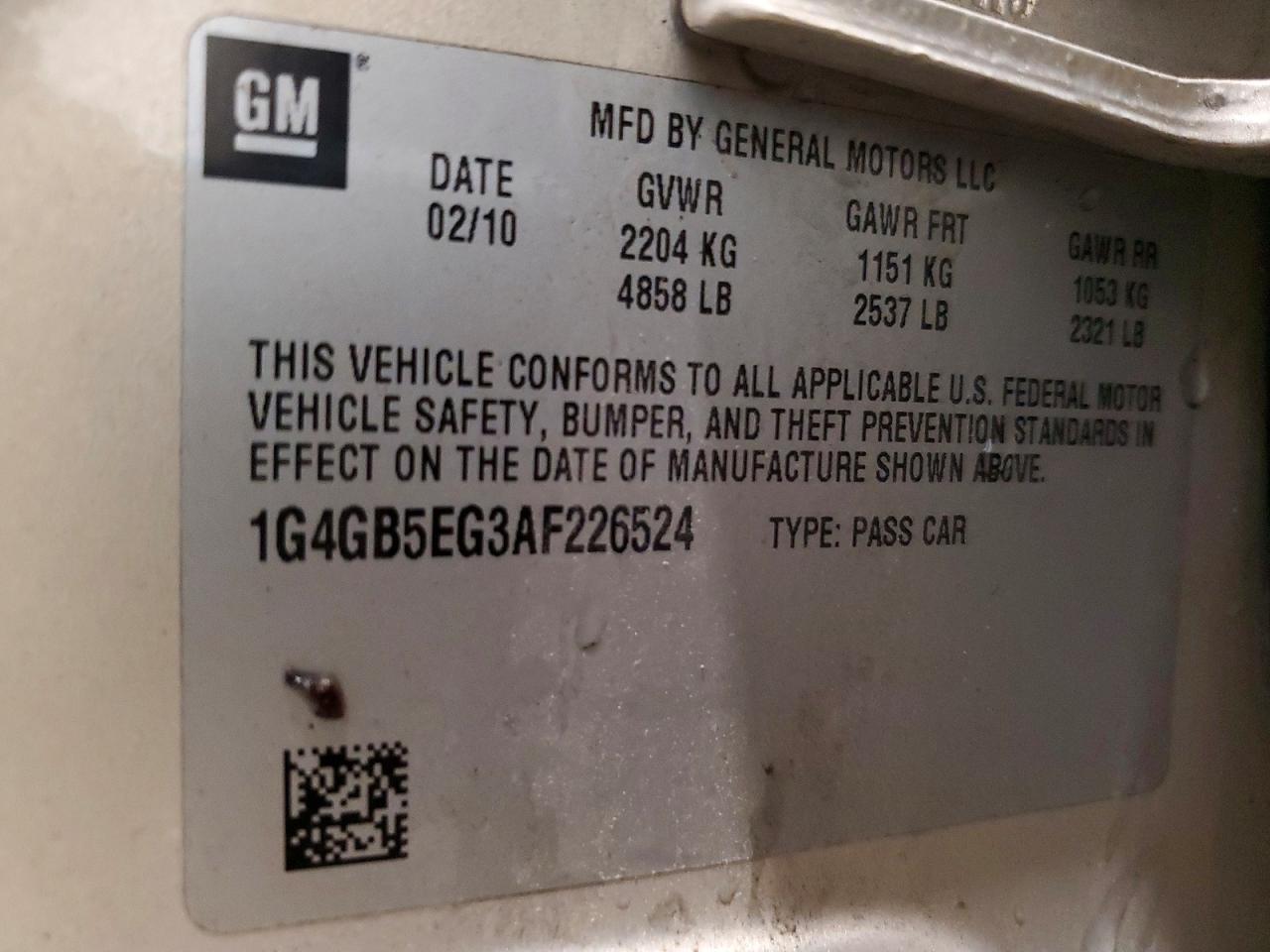 2010 Buick Lacrosse Cx Beige vin: 1G4GB5EG3AF226524