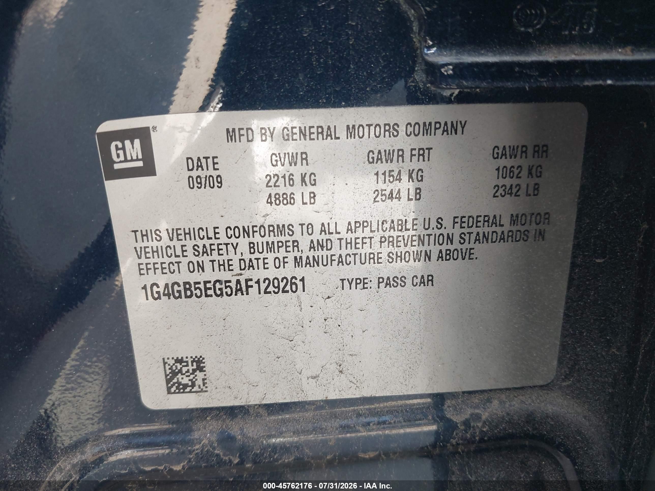 2010 Buick Lacrosse Cx Dark Blue vin: 1G4GB5EG5AF129261