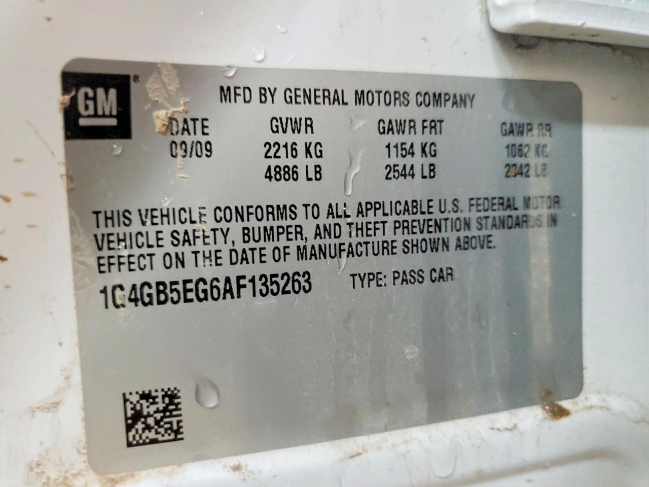 2010 Buick Lacrosse Cx White vin: 1G4GB5EG6AF135263