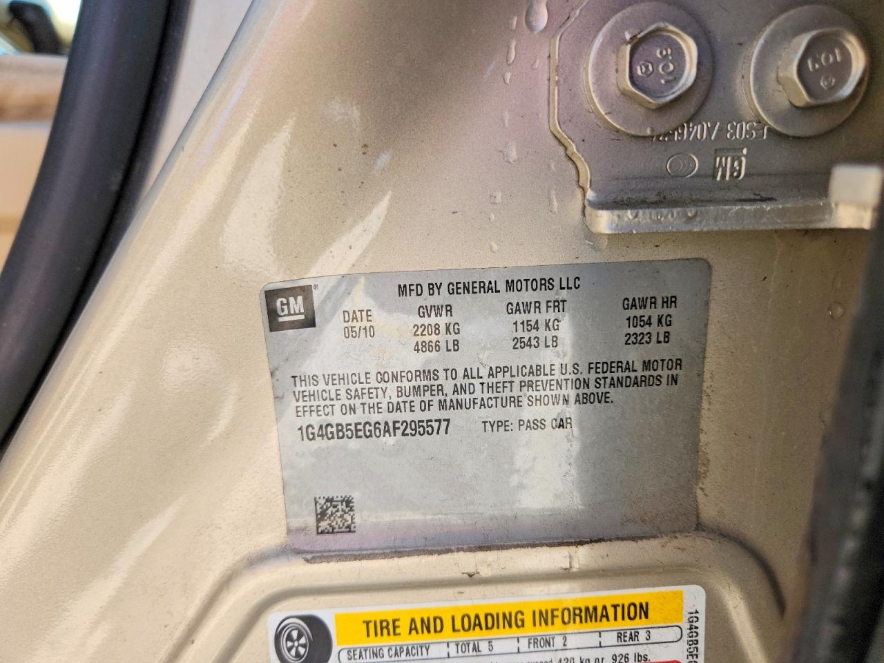 2010 Buick Lacrosse Cx Beige vin: 1G4GB5EG6AF295577