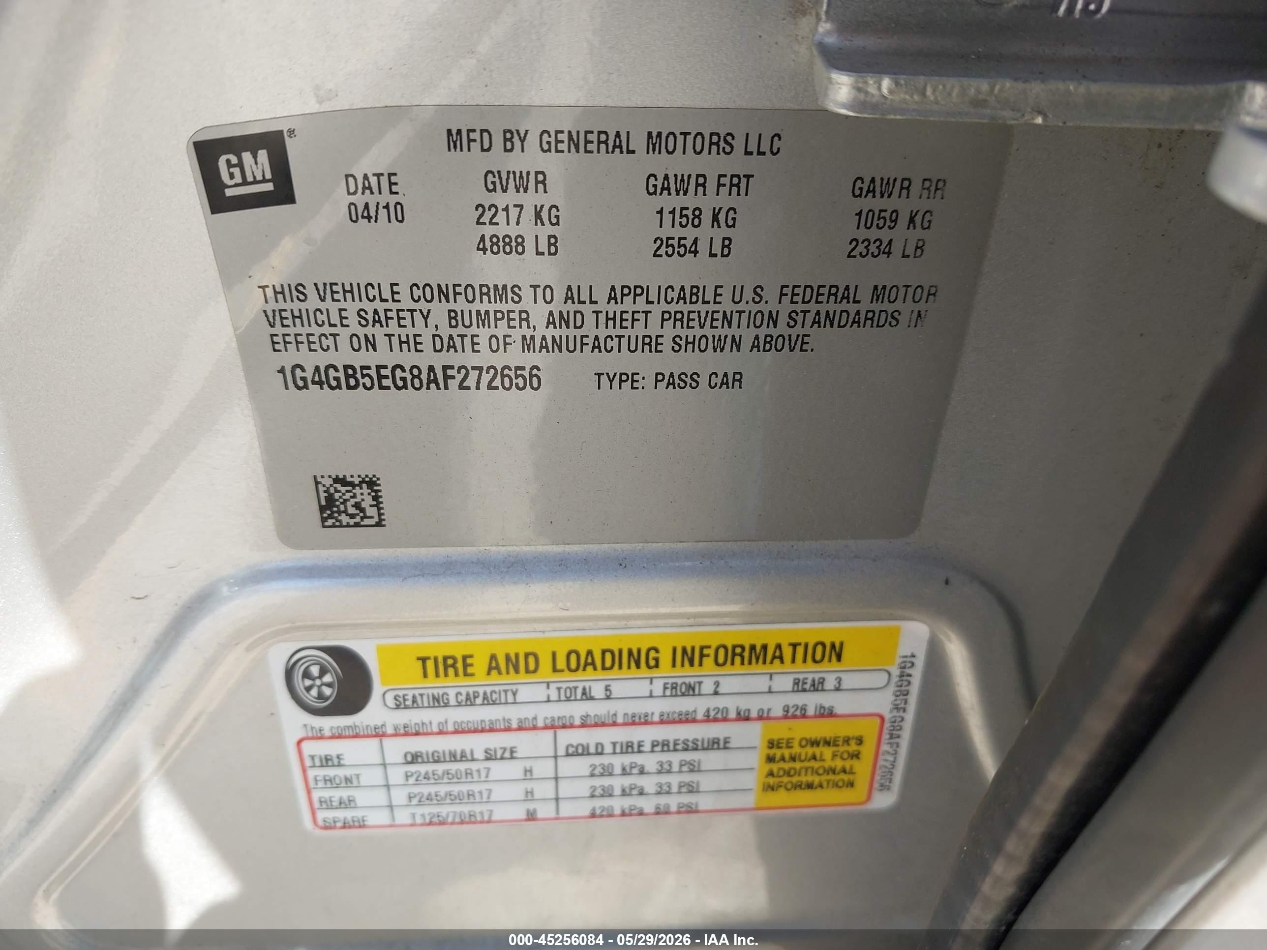 2010 Buick Lacrosse Cx Silver vin: 1G4GB5EG8AF272656