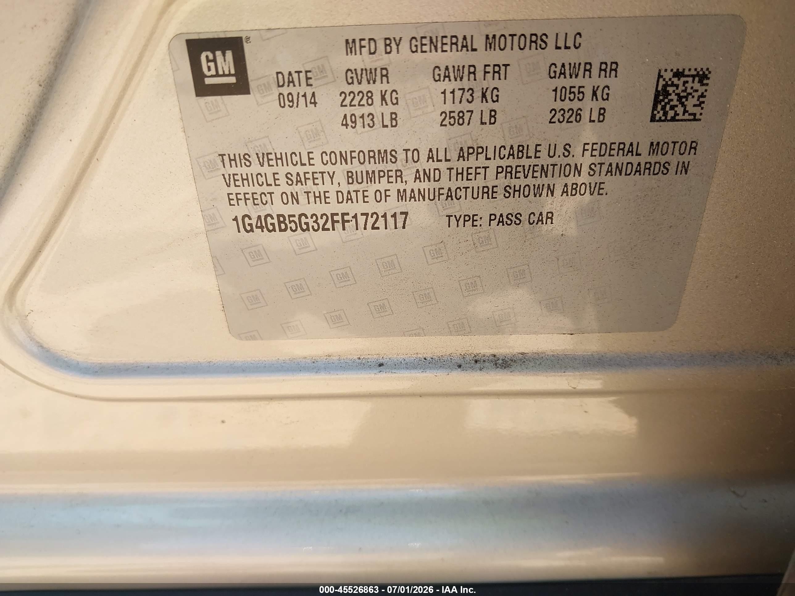2015 Buick Lacrosse Leather Champagne vin: 1G4GB5G32FF172117