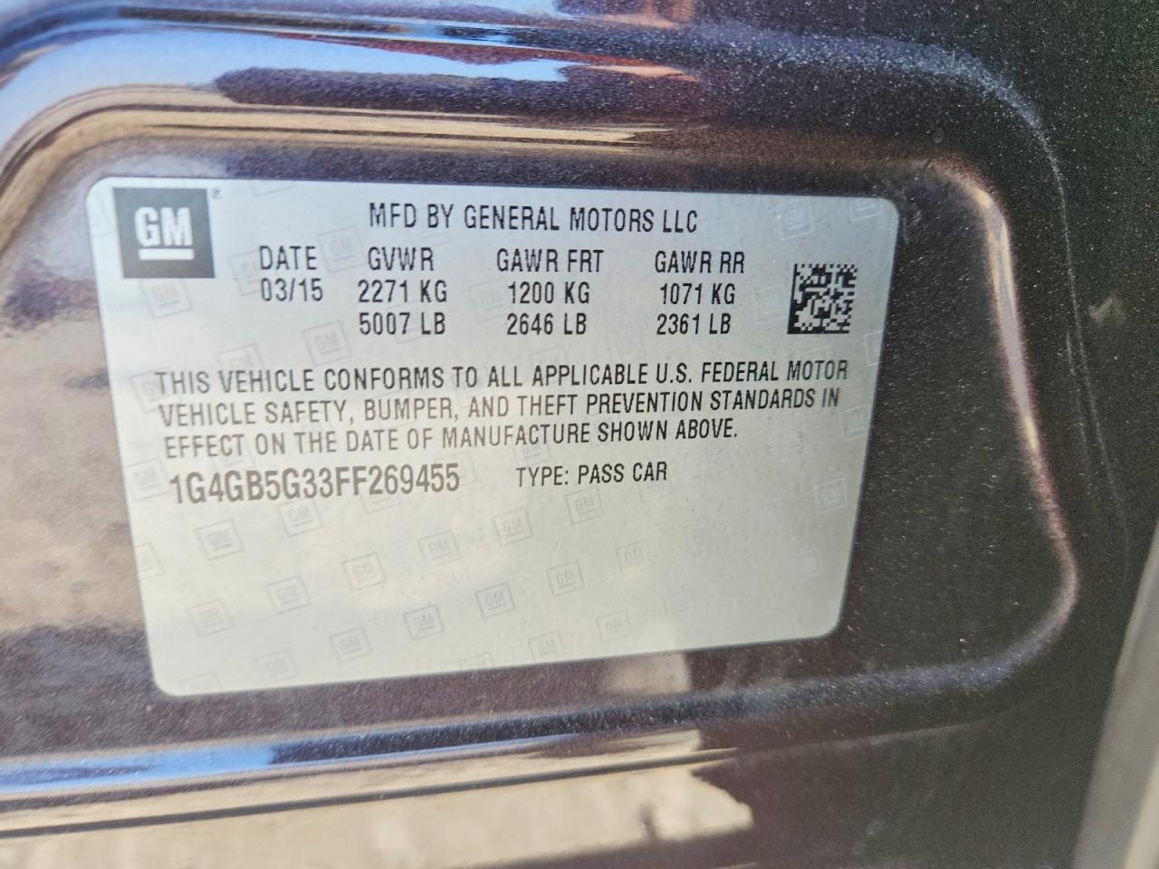 2015 Buick Lacrosse Brown vin: 1G4GB5G33FF269455