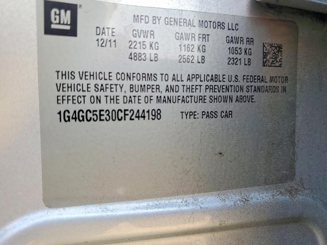 2012 Buick Lacrosse Silver vin: 1G4GC5E30CF244198