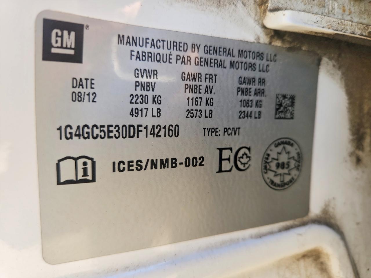 2013 Buick Lacrosse White vin: 1G4GC5E30DF142160