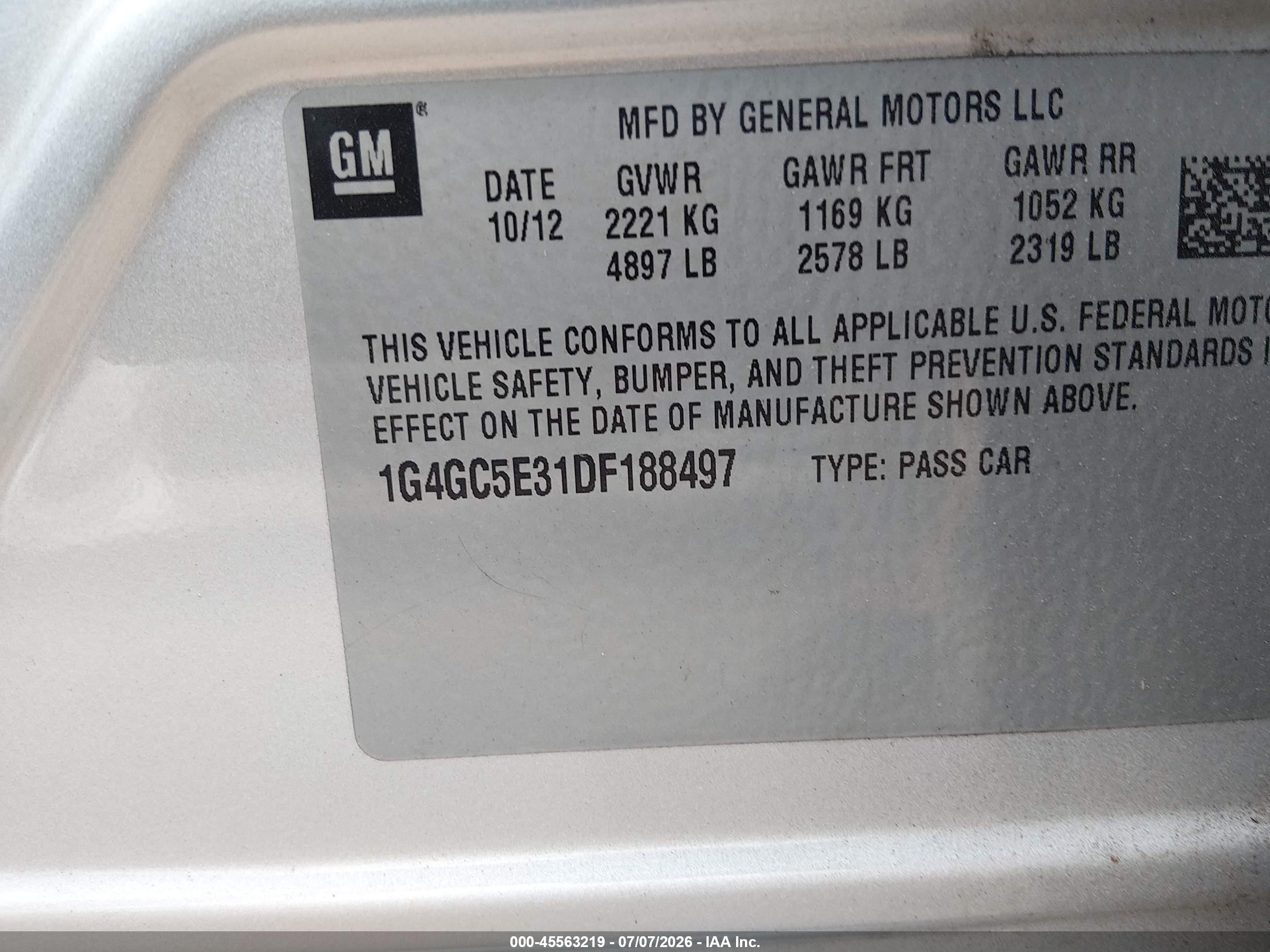 2013 Buick Lacrosse Leather Group Silver vin: 1G4GC5E31DF188497