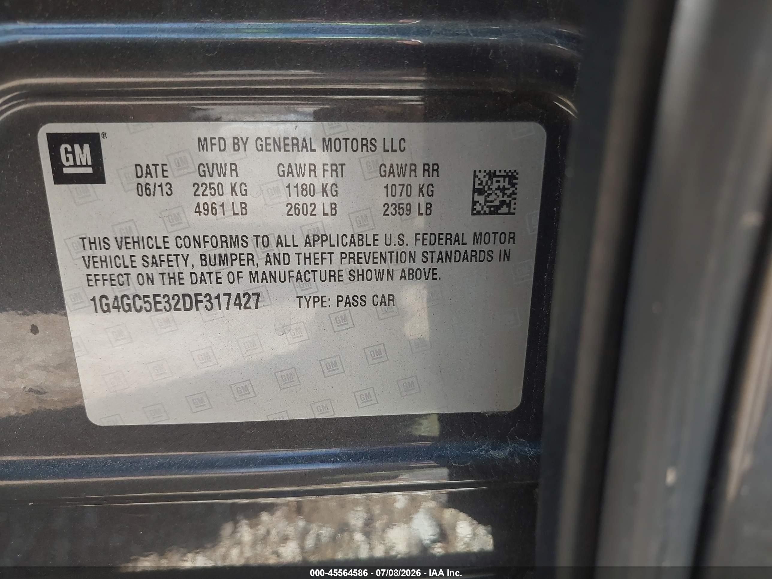 2013 Buick Lacrosse Leather Group Gray vin: 1G4GC5E32DF317427
